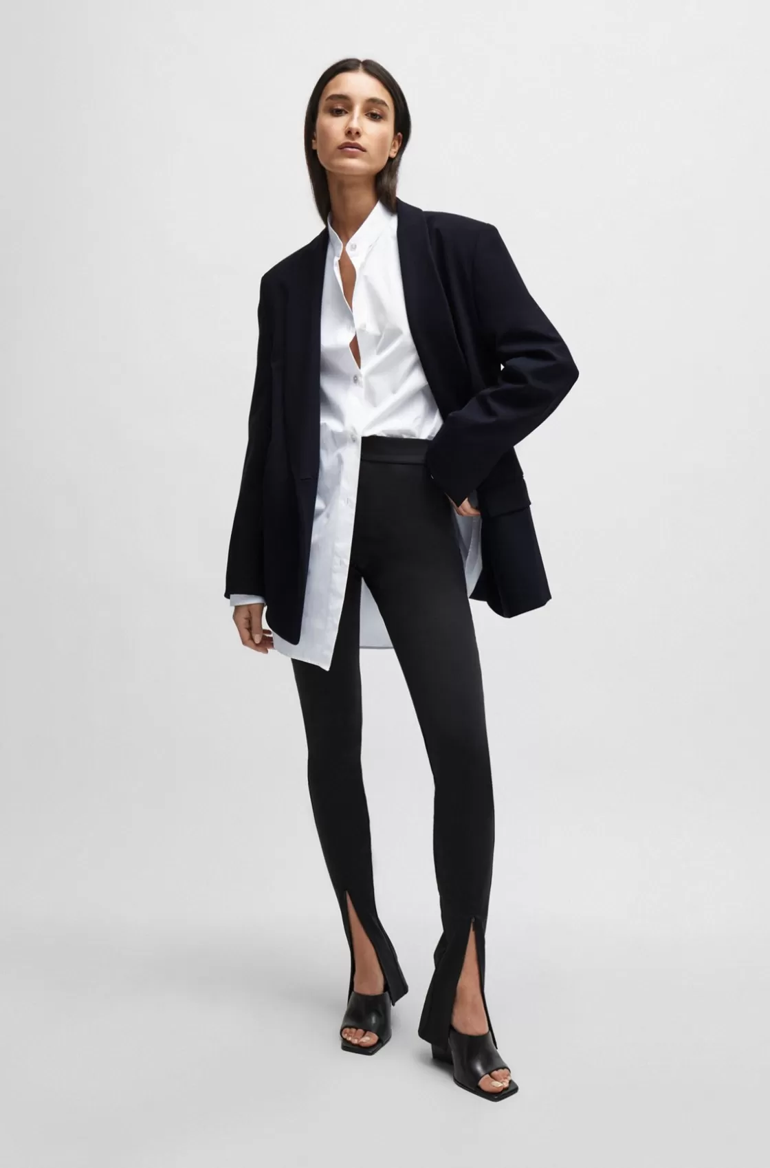 HUGO BOSS NAOMI X BOSS Leggings In Stretch Jersey With Zip Hems Black Sale