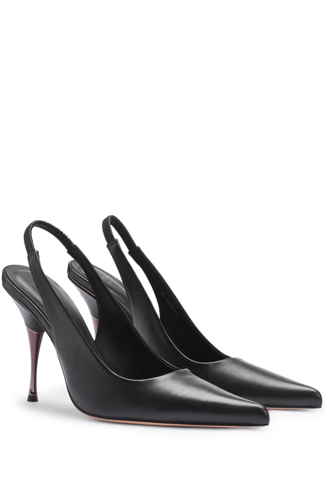 HUGO BOSS NAOMI X BOSS Slingback Pumps In Smooth Leather Black Flash Sale