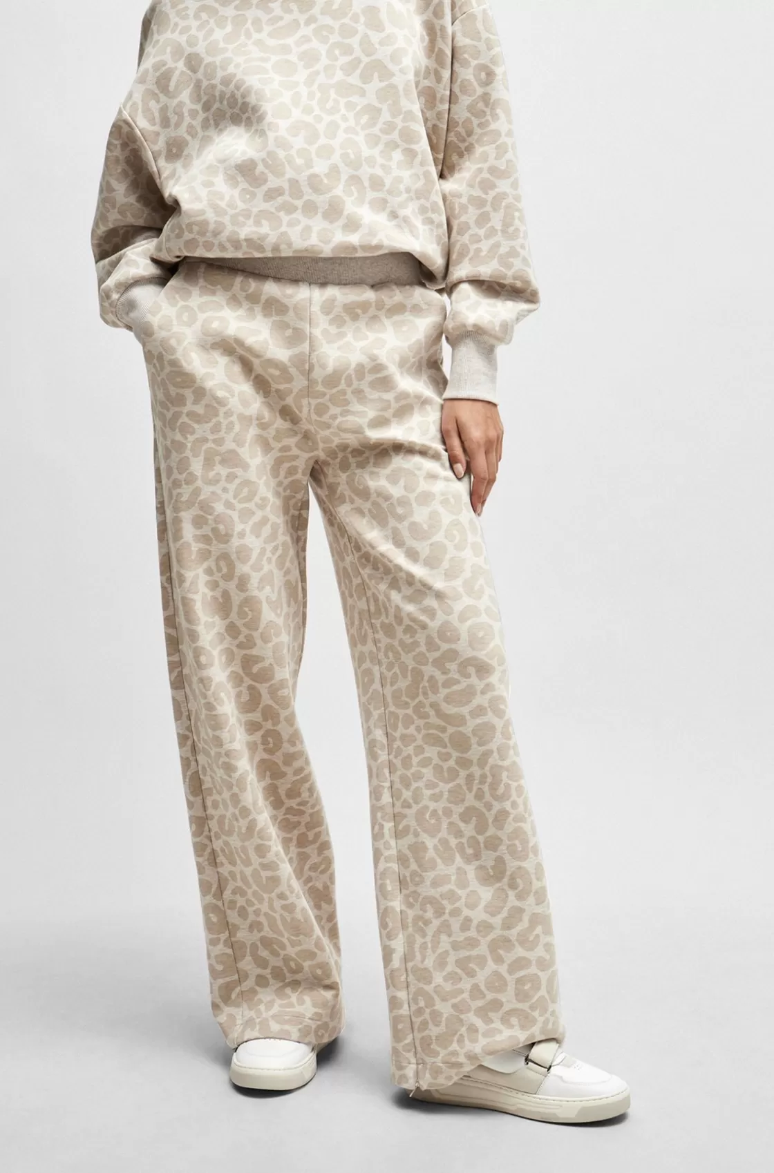 HUGO BOSS NAOMI X BOSS Tracksuit Bottoms With Leopard Print White Best