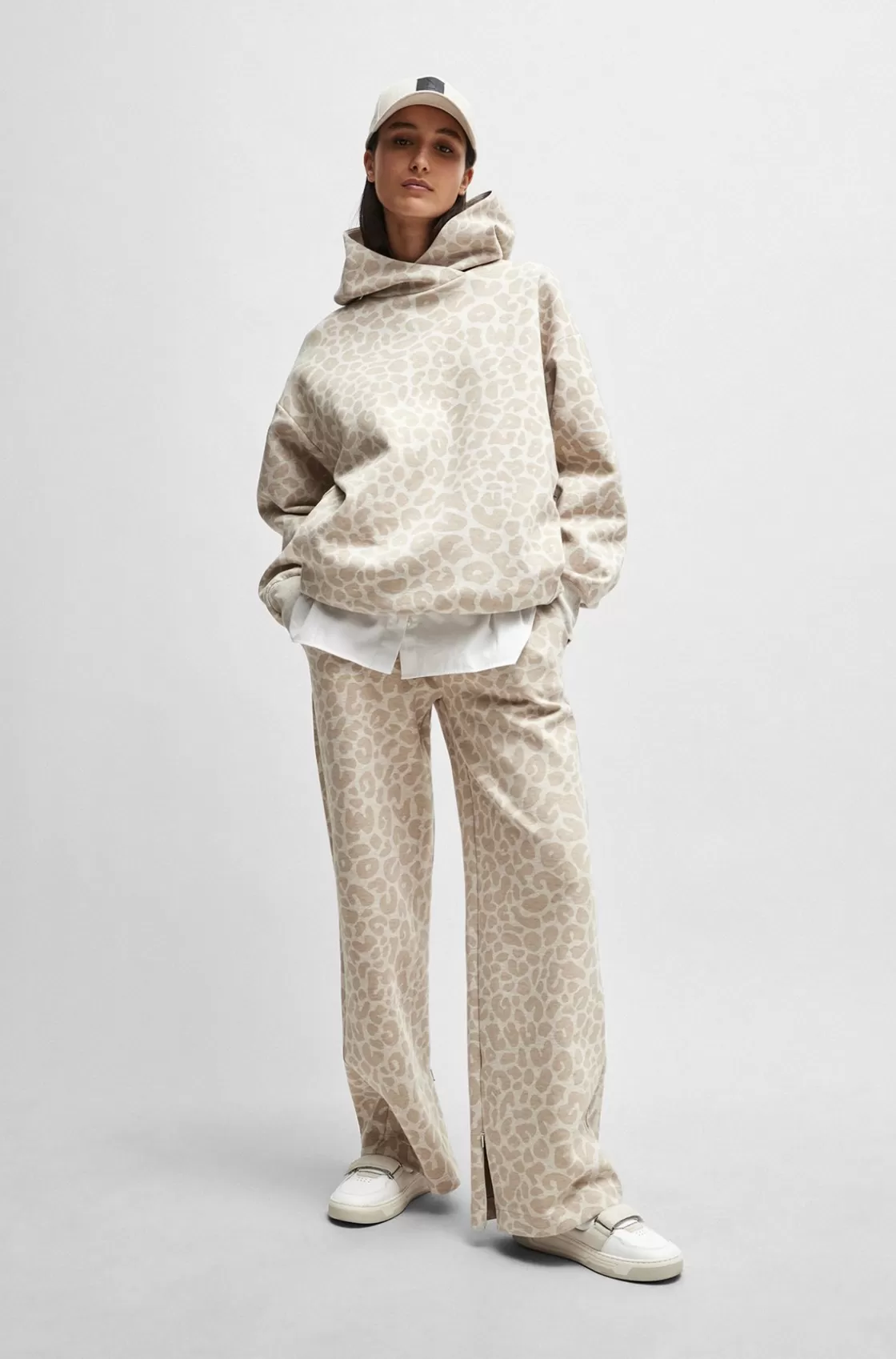 HUGO BOSS NAOMI X BOSS Tracksuit Bottoms With Leopard Print White Best