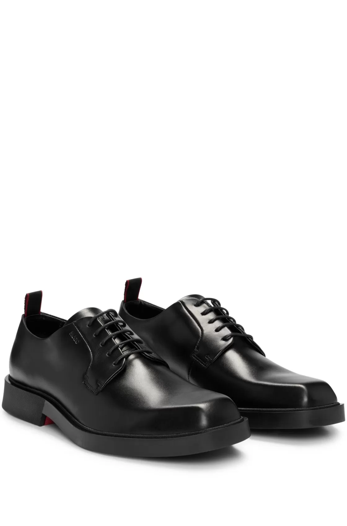 HUGO BOSS Nappa-leather Derby Shoes With Logo Detail Black Best