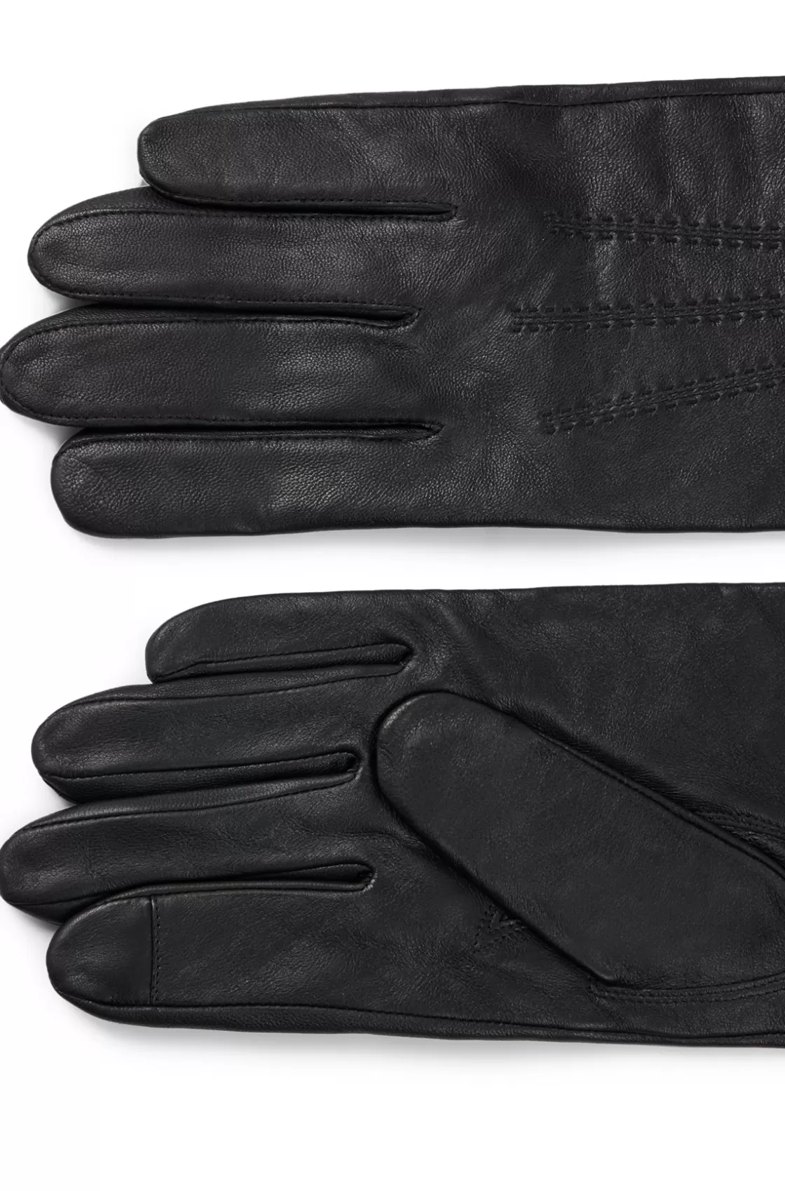 HUGO BOSS Nappa-leather Gloves With Metal Logo Lettering Black Cheap
