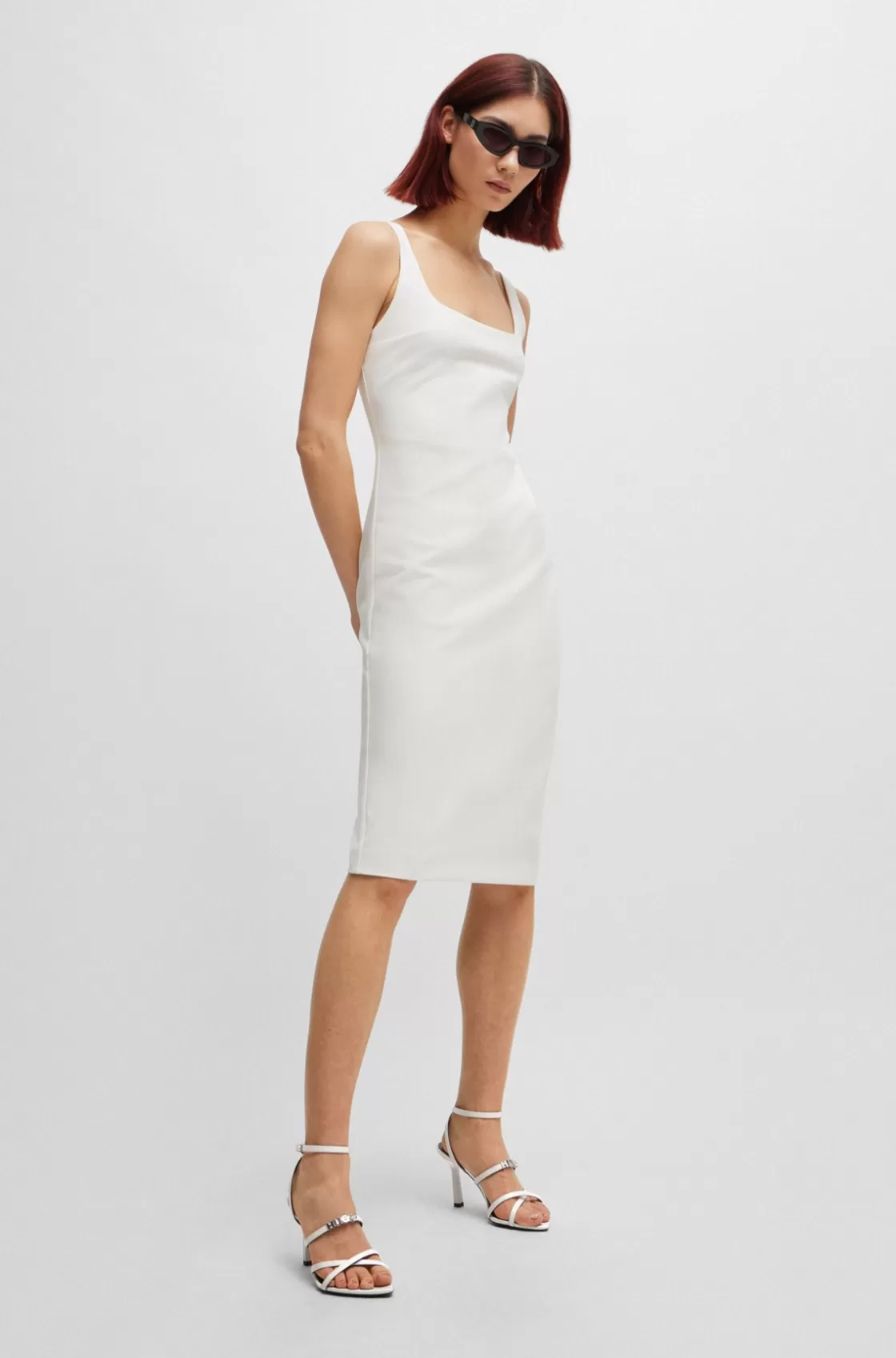 HUGO BOSS Nappa-leather Strappy Sandals With Logo Trim White Store