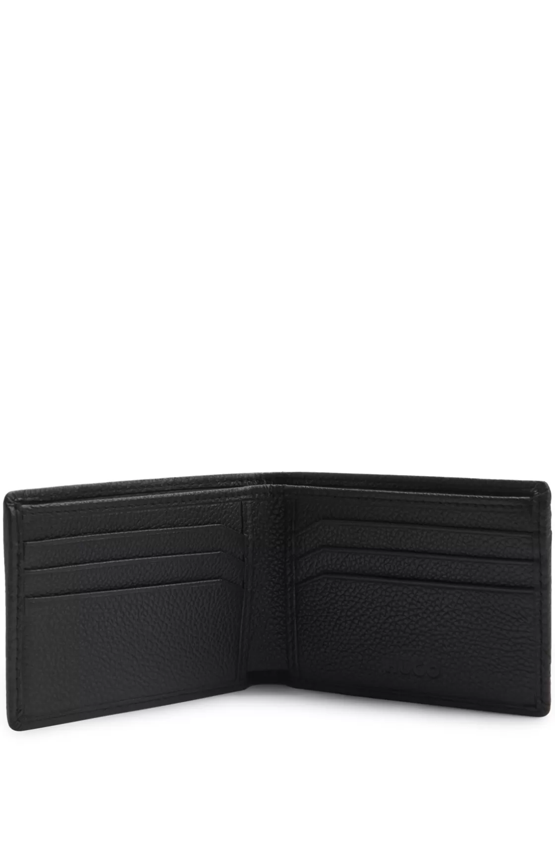 HUGO BOSS Nappa-leather Wallet With All-over Stacked Logos Black Clearance