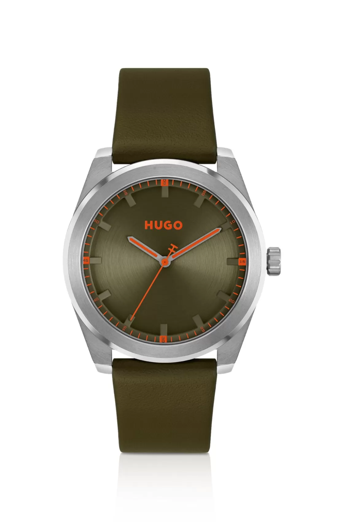 HUGO BOSS Olive-dial Watch With Matching Leather Strap Assorted-Pre-Pack New