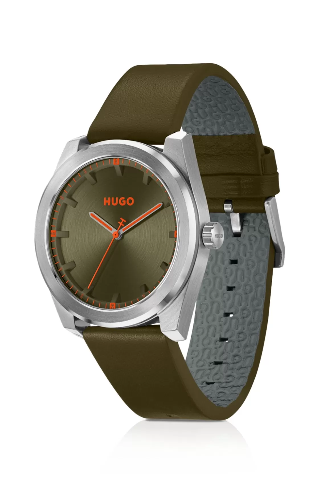 HUGO BOSS Olive-dial Watch With Matching Leather Strap Assorted-Pre-Pack New