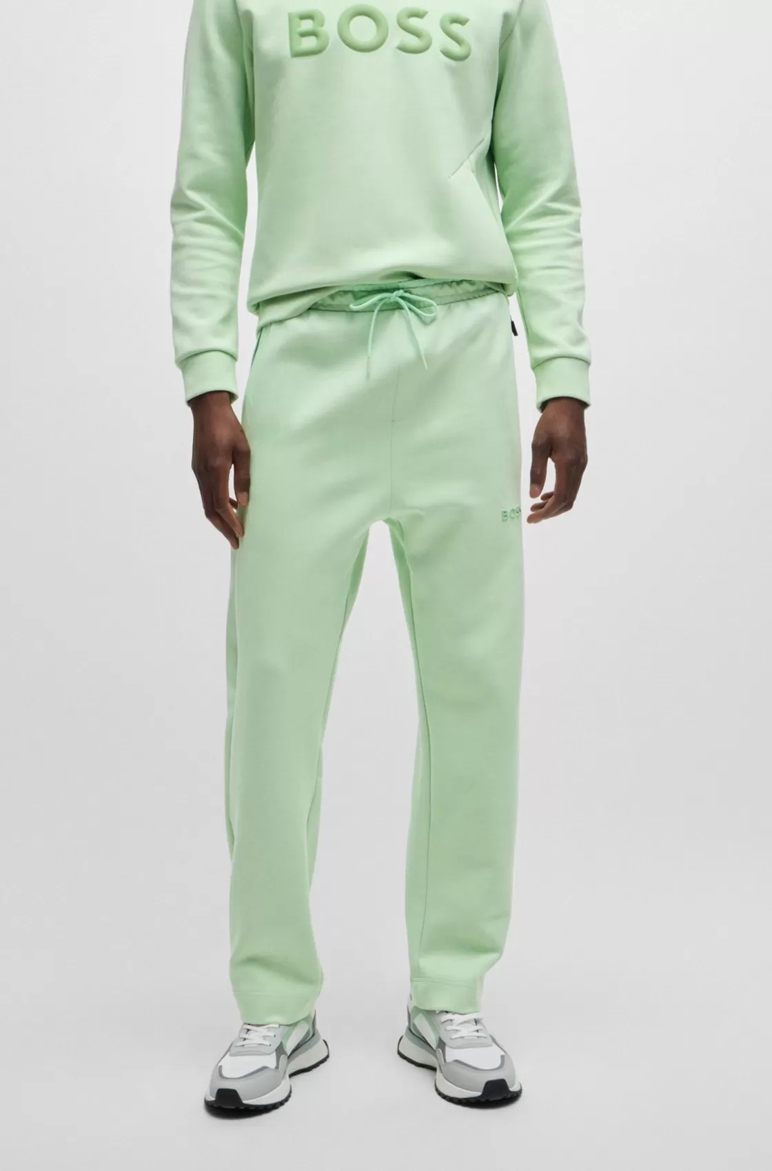 HUGO BOSS Open-hem Tracksuit Bottoms With 3D-molded Logo Light Green Shop