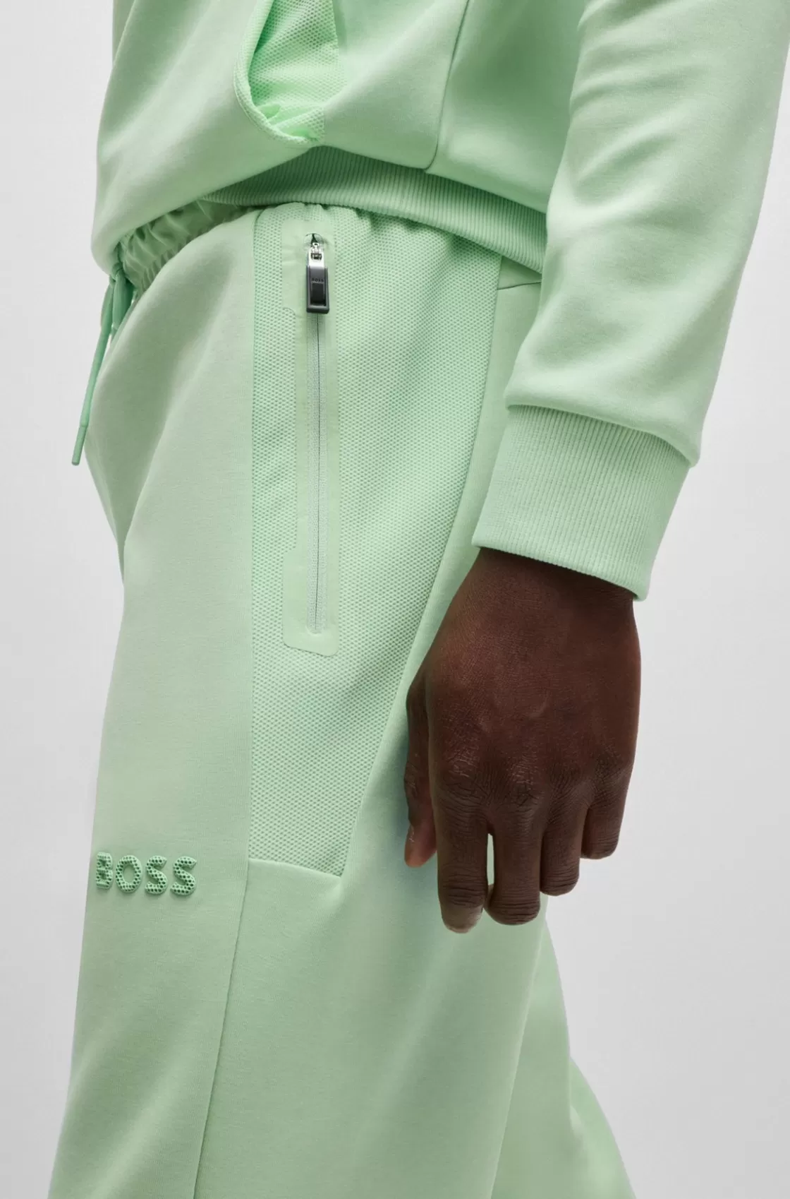 HUGO BOSS Open-hem Tracksuit Bottoms With 3D-molded Logo Light Green Shop