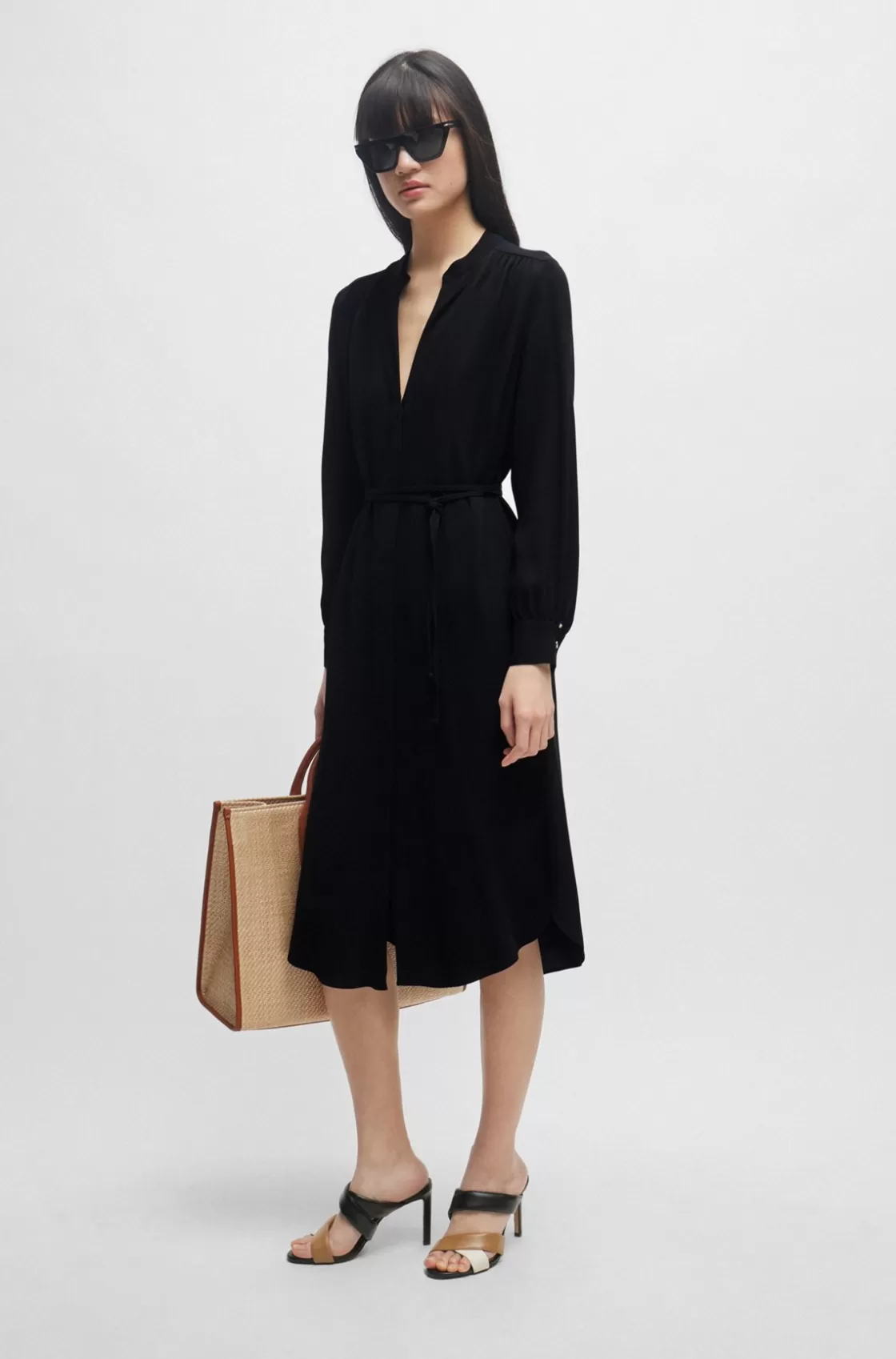 HUGO BOSS Open-toe Mules In Nappa Leather With Padded Straps Black Store