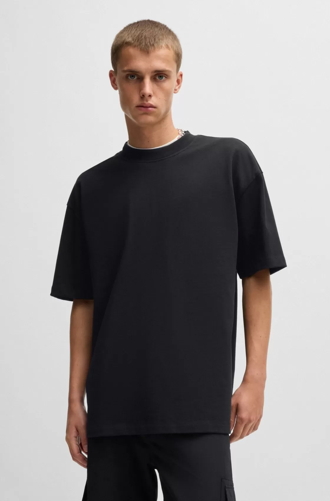 HUGO BOSS Oversize-fit All-gender T-shirt In Cotton With Logo Label Black Cheap