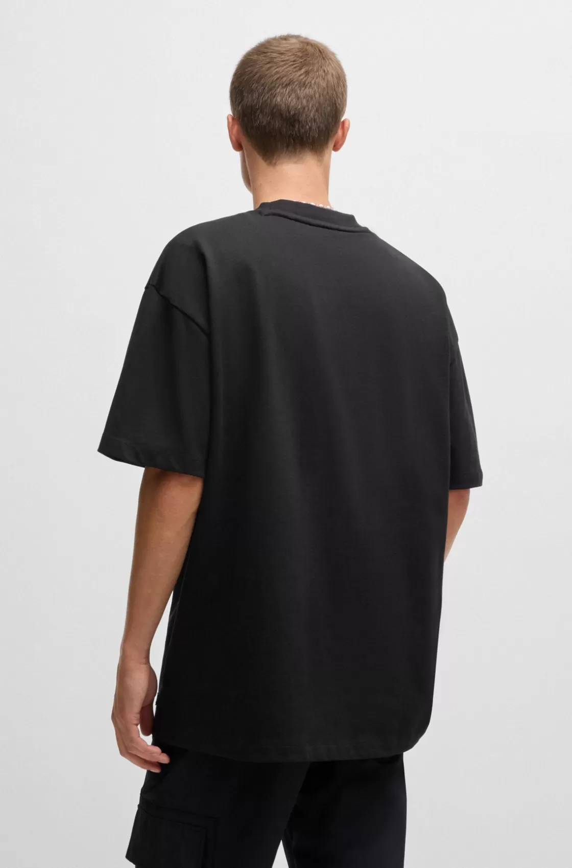 HUGO BOSS Oversize-fit All-gender T-shirt In Cotton With Logo Label Black Cheap