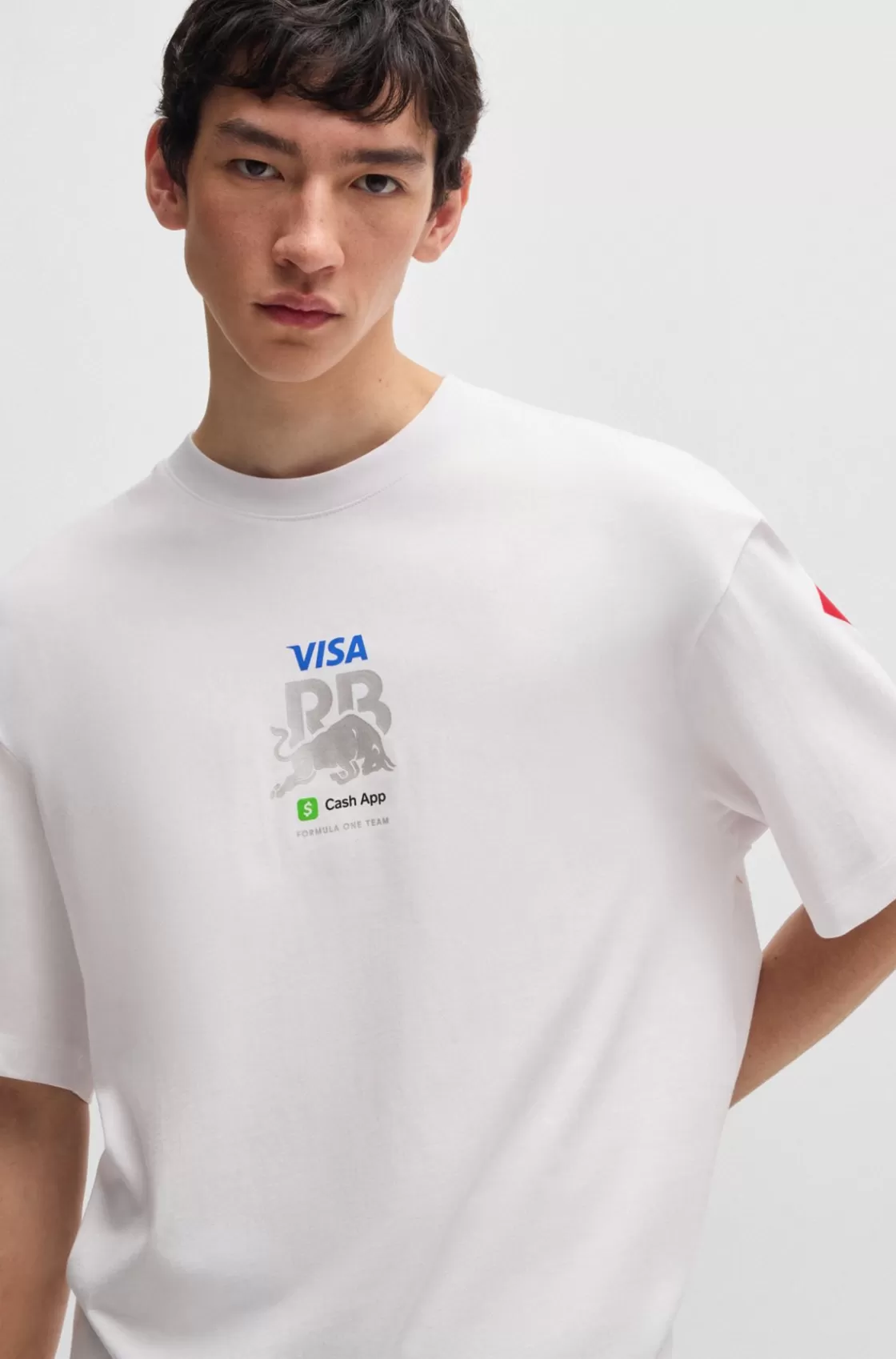 HUGO BOSS Oversize-fit Cotton Fanwear T-shirt With Special Branding White Hot