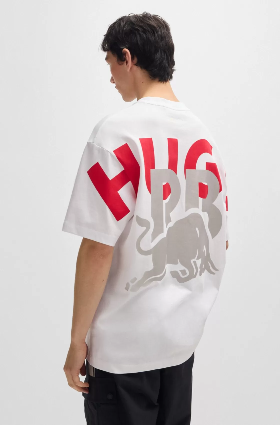 HUGO BOSS Oversize-fit Cotton Fanwear T-shirt With Special Branding White Hot