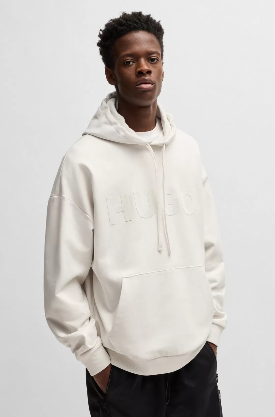 HUGO BOSS Oversize-fit Hoodie In Cotton Terry With Tonal Logo White Best Sale