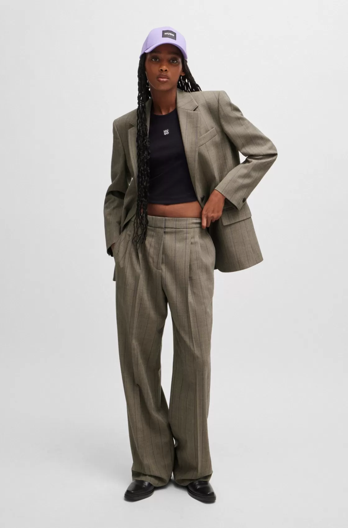 HUGO BOSS Oversize-fit Jacket In Striped Stretch Fabric Patterned Store