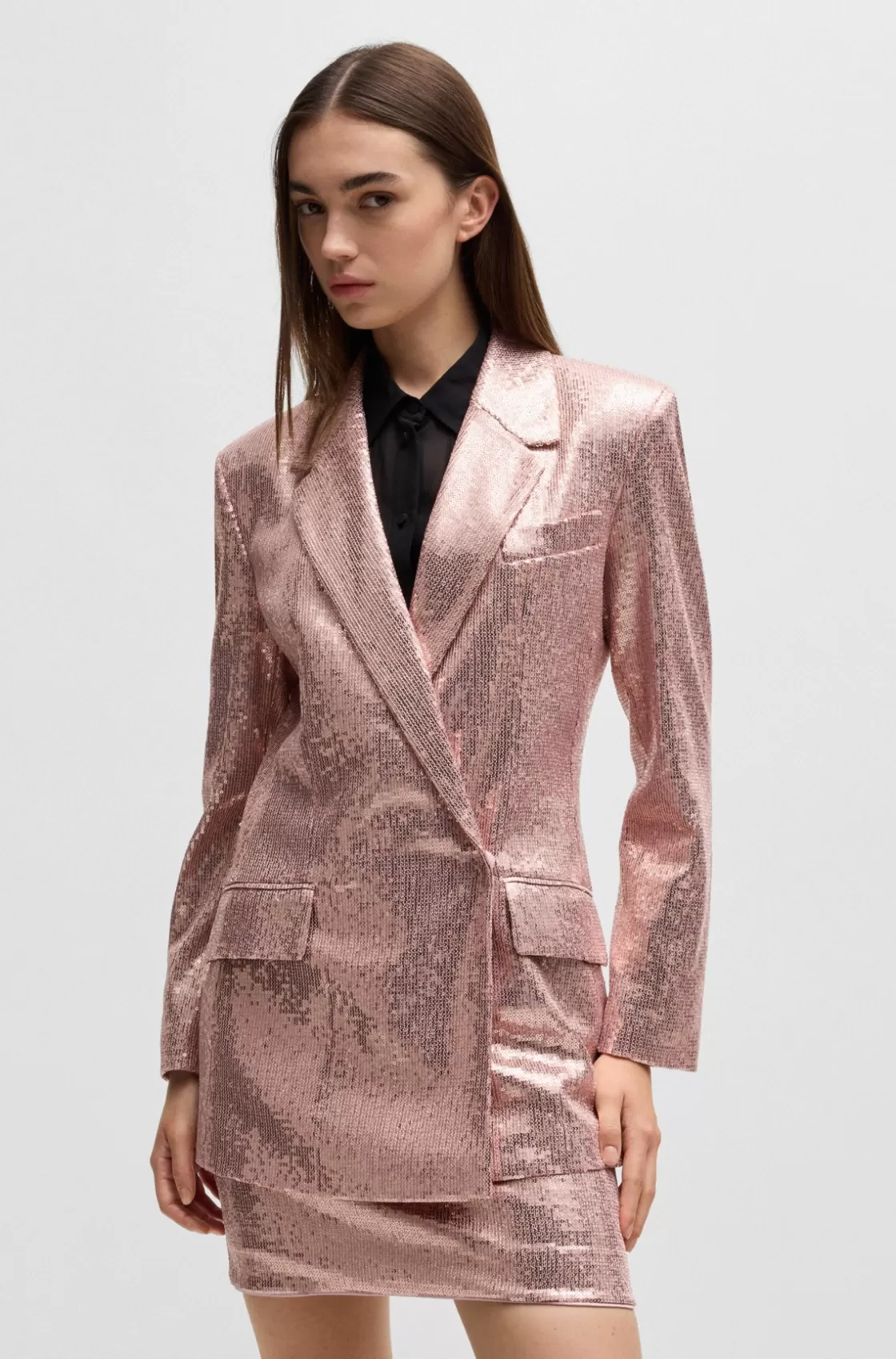HUGO BOSS Oversize-fit Sequined Jacket light pink Cheap