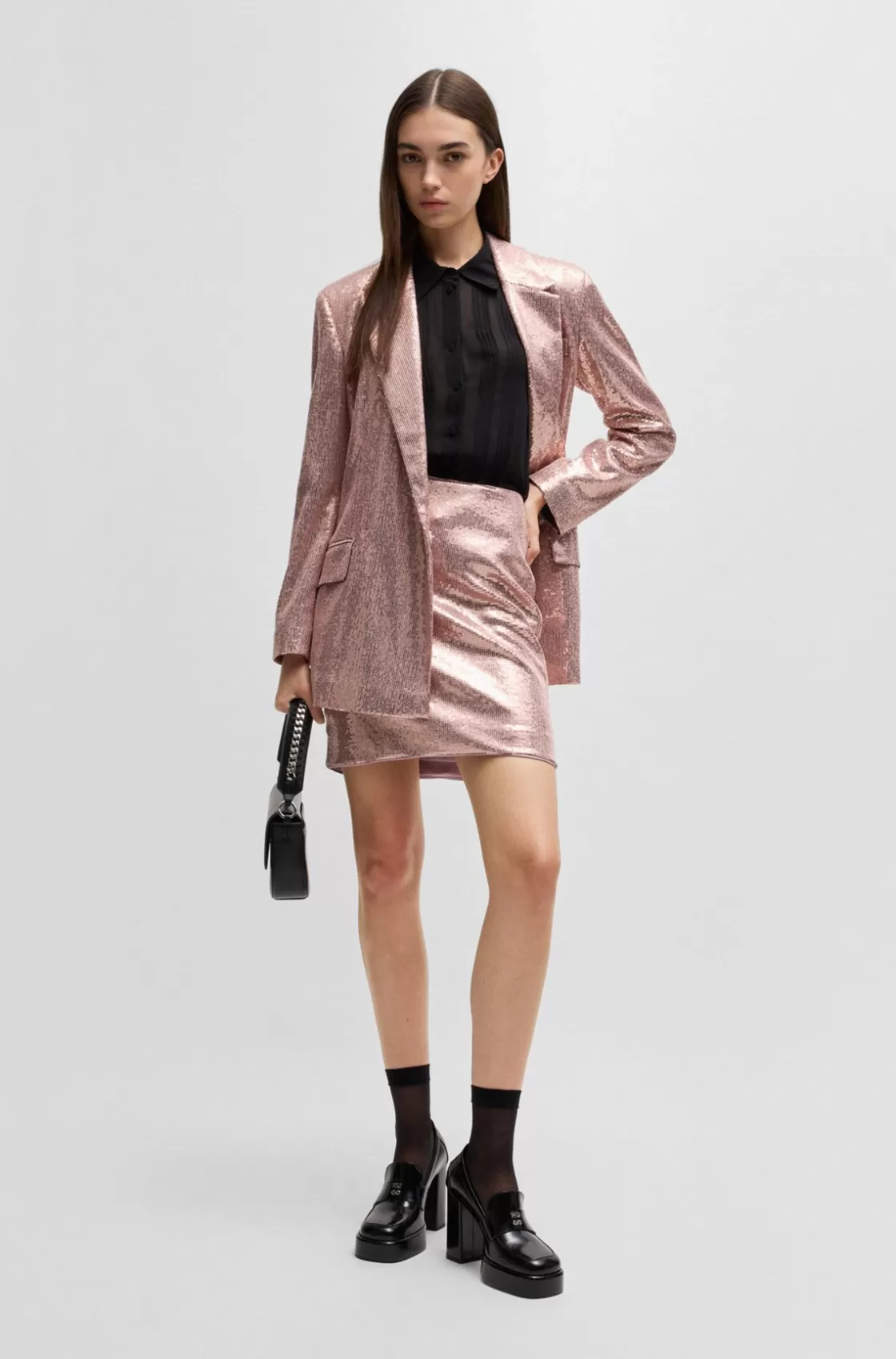 HUGO BOSS Oversize-fit Sequined Jacket light pink Cheap