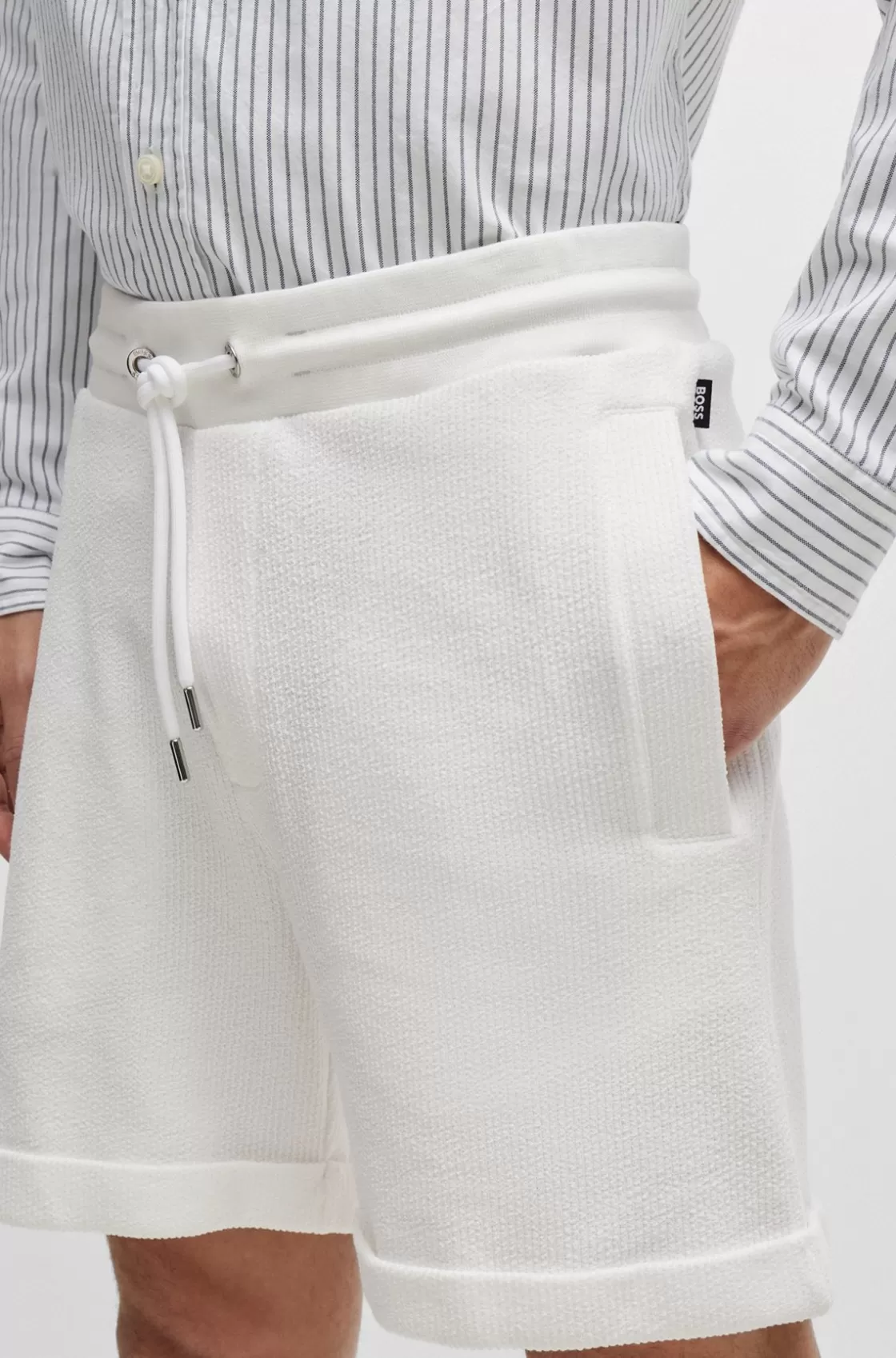 HUGO BOSS Oversize-fit Shorts With Silver-tone Trims White Best