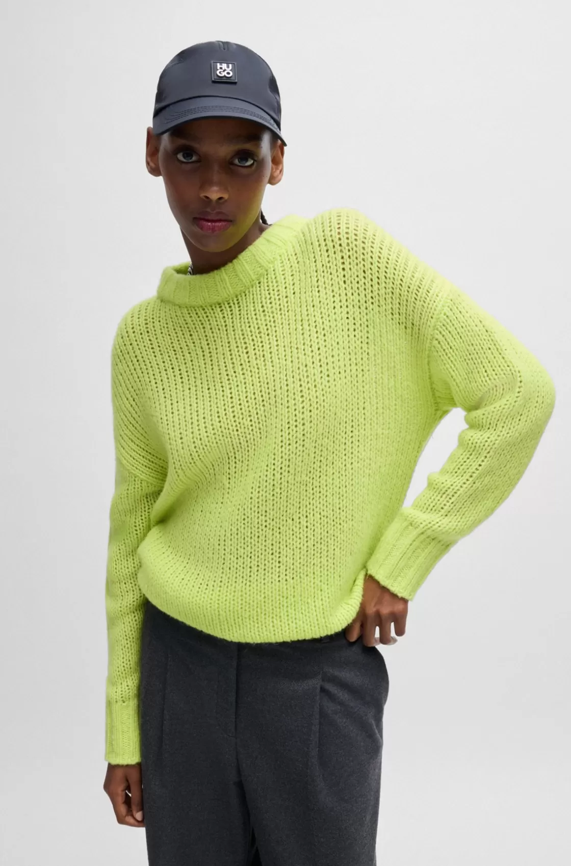 HUGO BOSS Oversize-fit Sweater In Wool Yellow Fashion