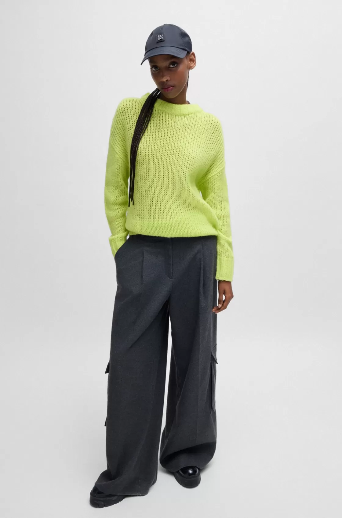 HUGO BOSS Oversize-fit Sweater In Wool Yellow Fashion