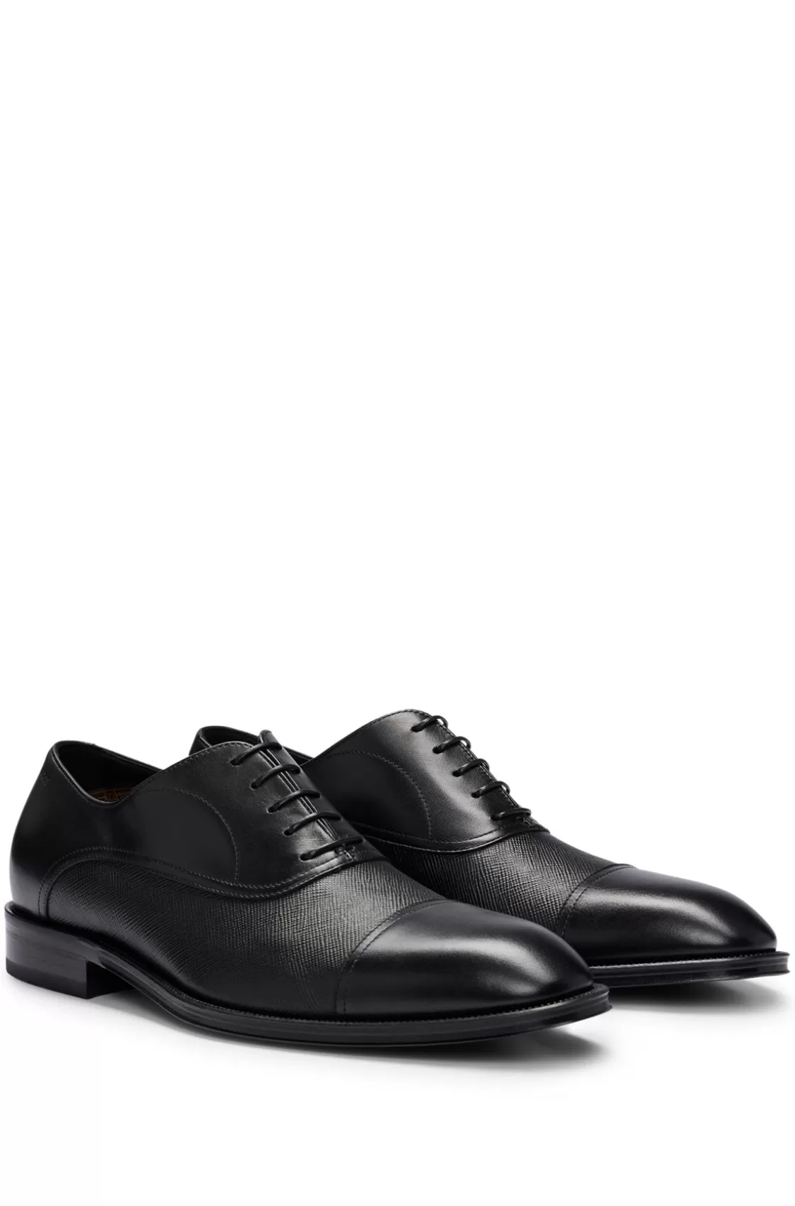 HUGO BOSS Oxford Shoes In Plain And Saffiano-print Leather Black Best