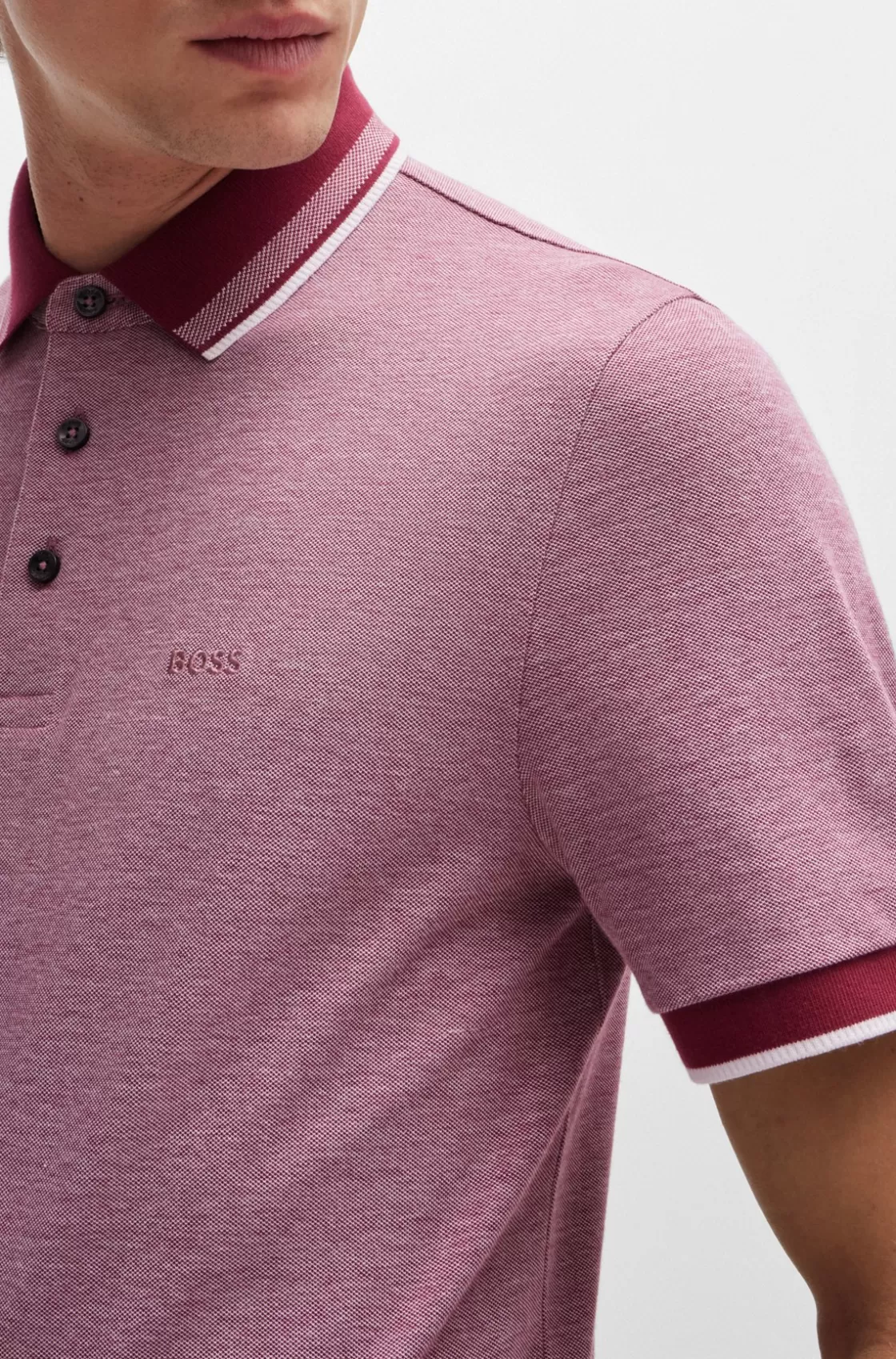 HUGO BOSS Oxford-cotton-piqué Polo Shirt With Logo Detail Dark Red Flash Sale