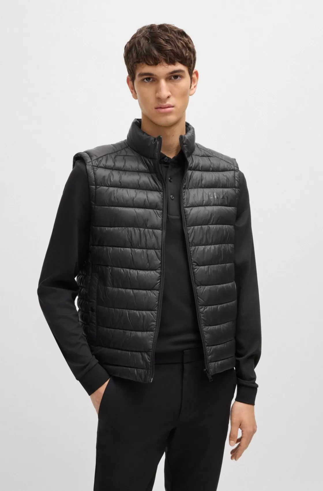 HUGO BOSS Packable Gilet With Tonal Logo Black Hot
