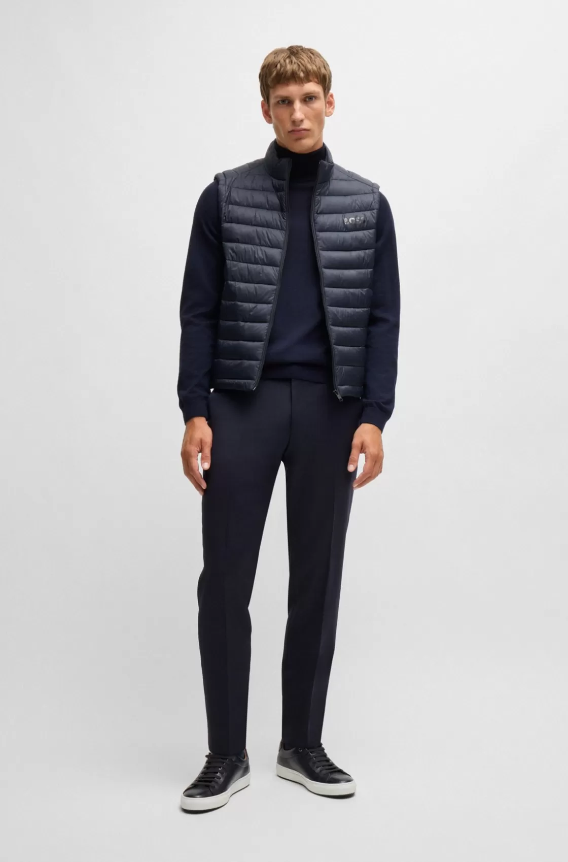 HUGO BOSS Packable Gilet With Tonal Logo Dark Blue Online