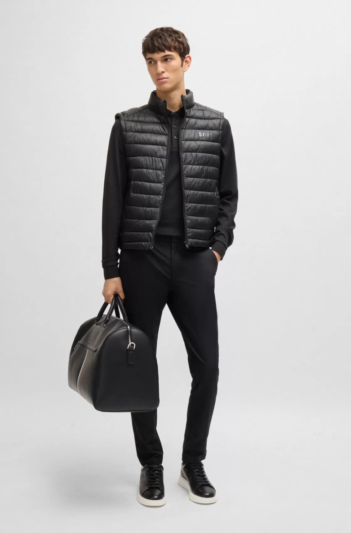 HUGO BOSS Packable Gilet With Tonal Logo Black Hot