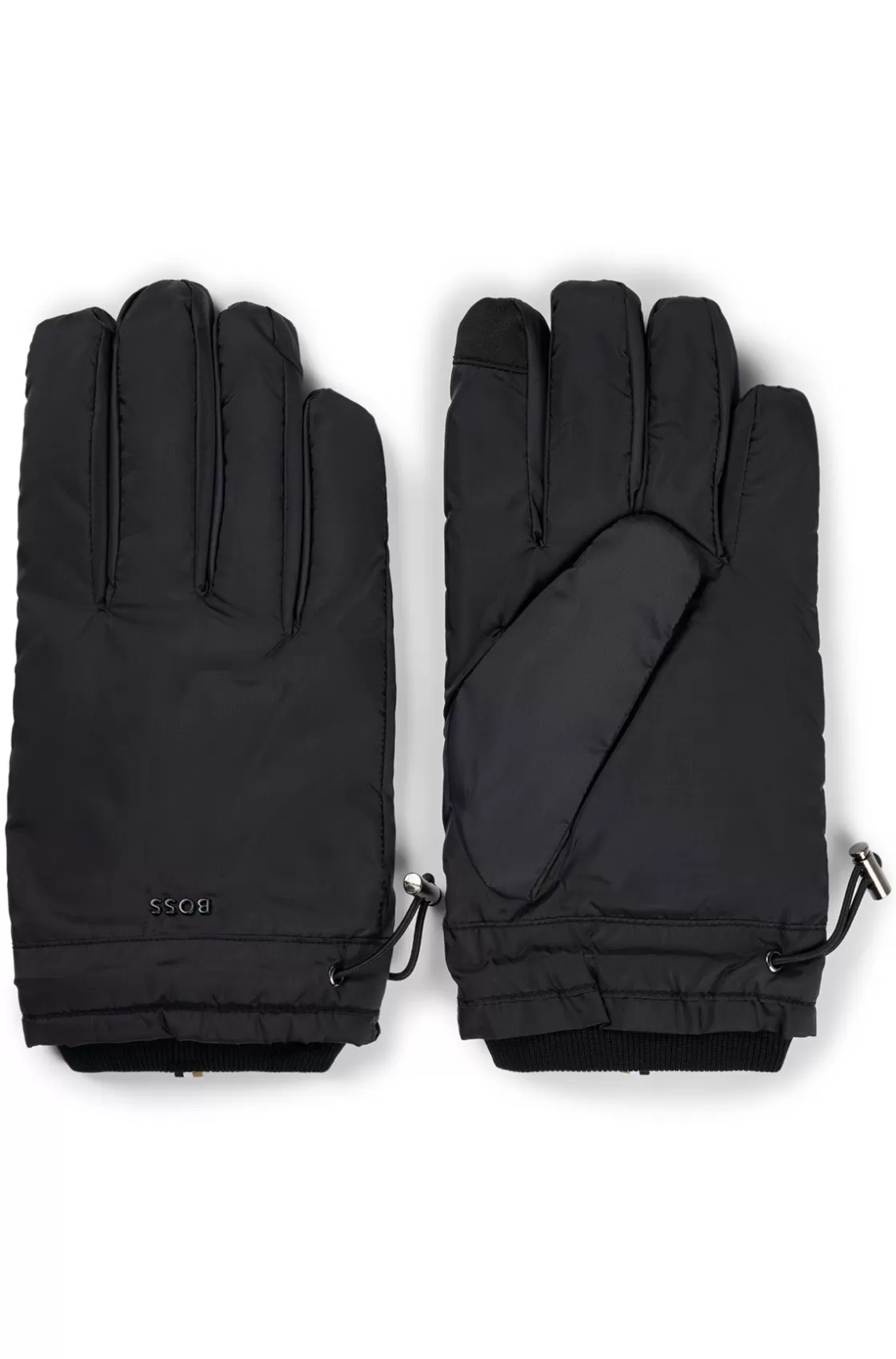 HUGO BOSS Padded Gloves In Ripstop Fabric With Touchscreen-friendly Fingertips Black Clearance