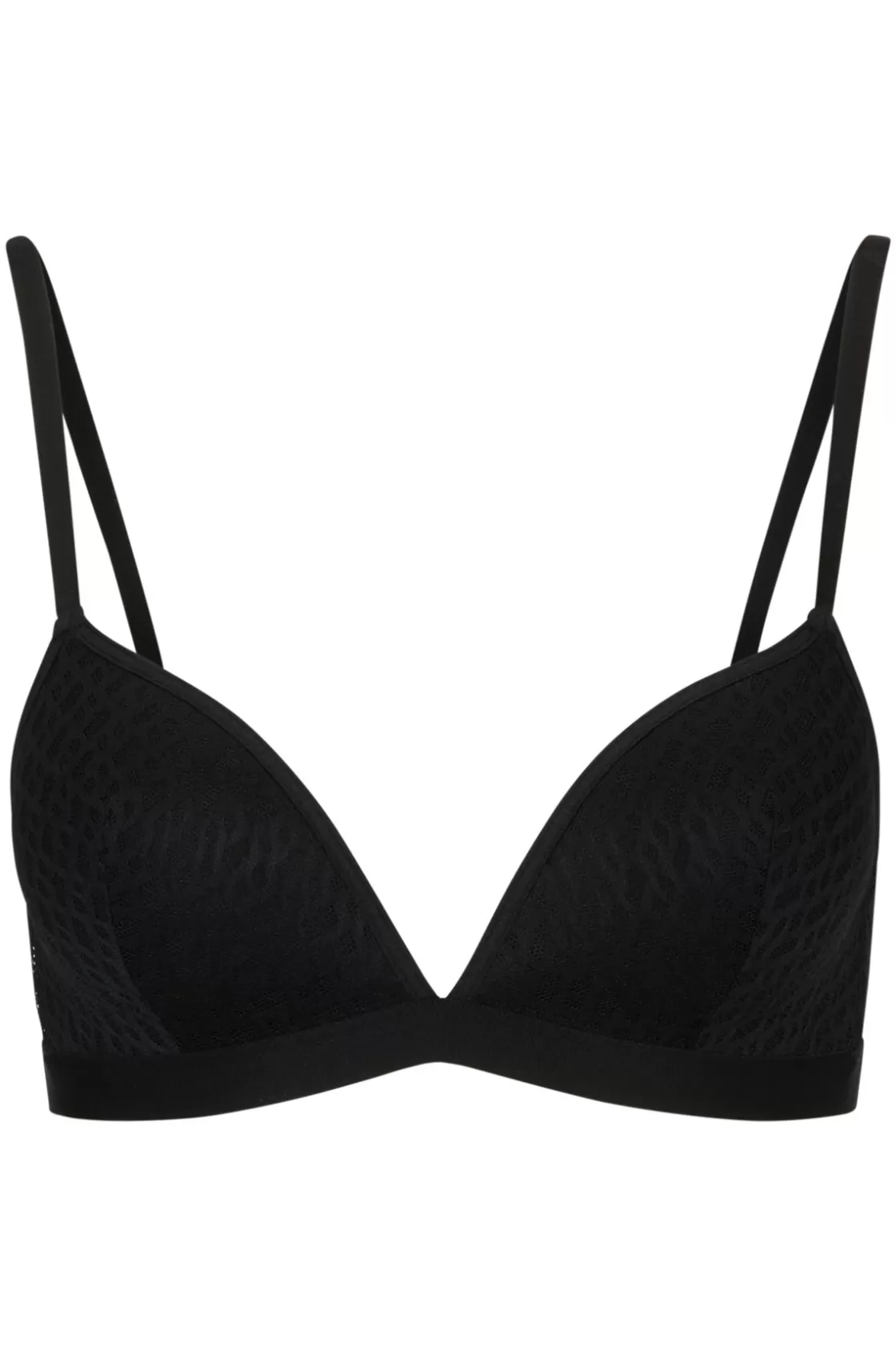 HUGO BOSS Padded Triangle Bra With Monogram Pattern And Adjustable Straps Black Cheap