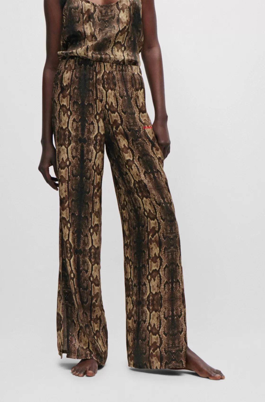 HUGO BOSS Pajama Bottoms In Satin With Snake Print Patterned Cheap