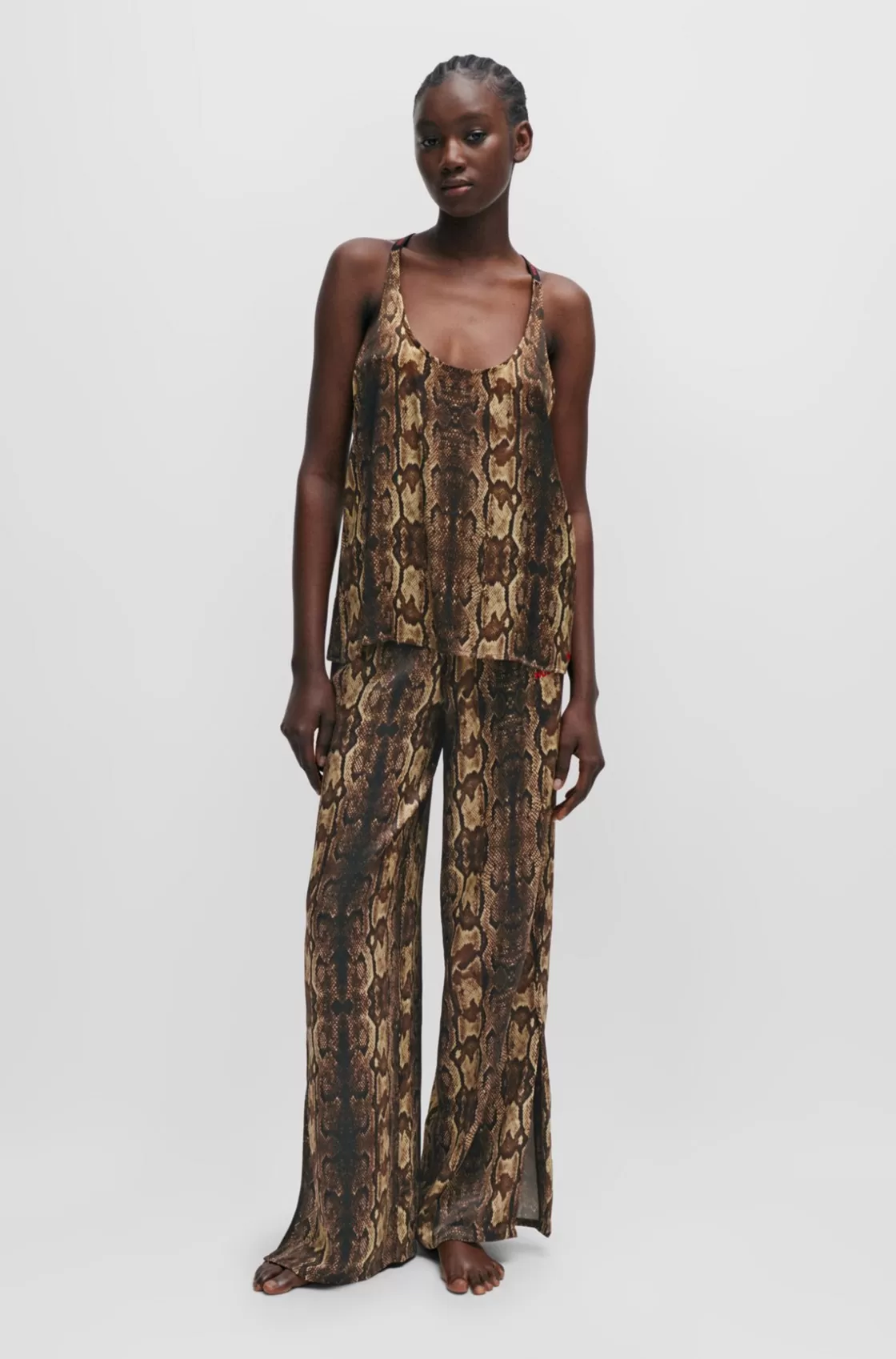 HUGO BOSS Pajama Bottoms In Satin With Snake Print Patterned Cheap