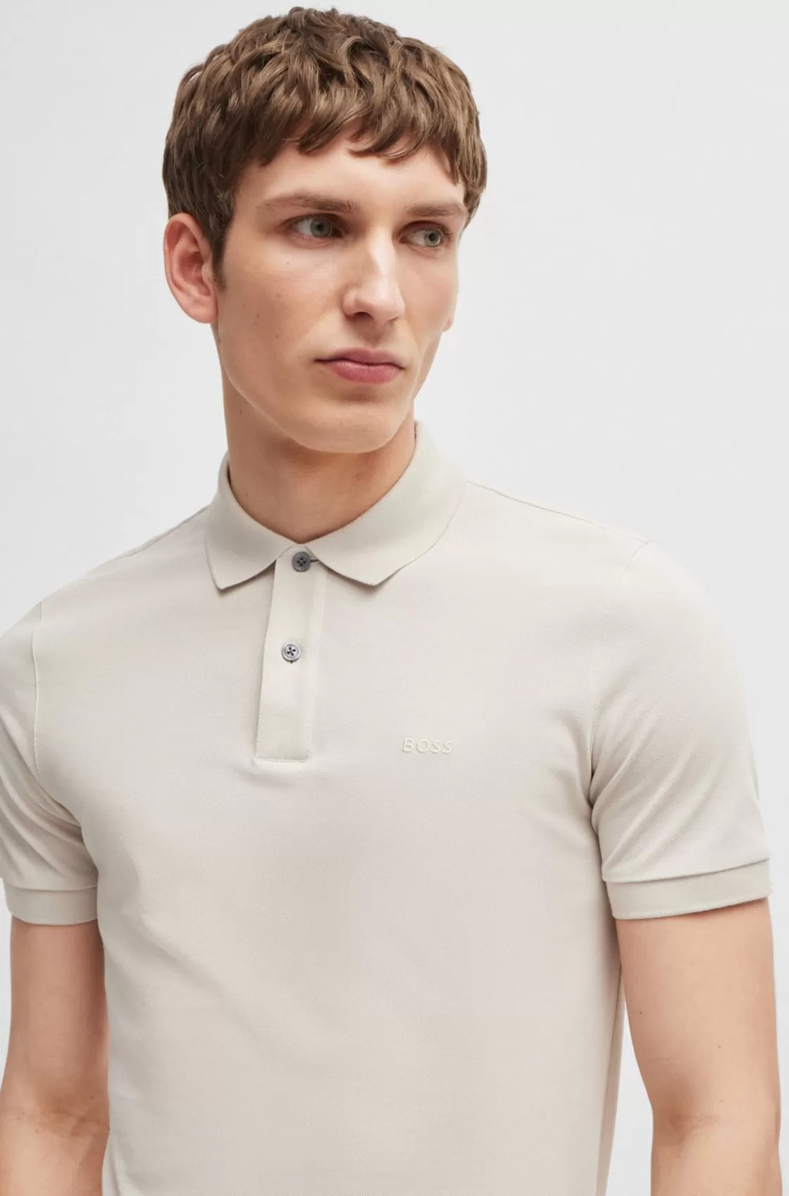 HUGO BOSS Pallas Cotton Polo Shirt With Embroidered Logo White New