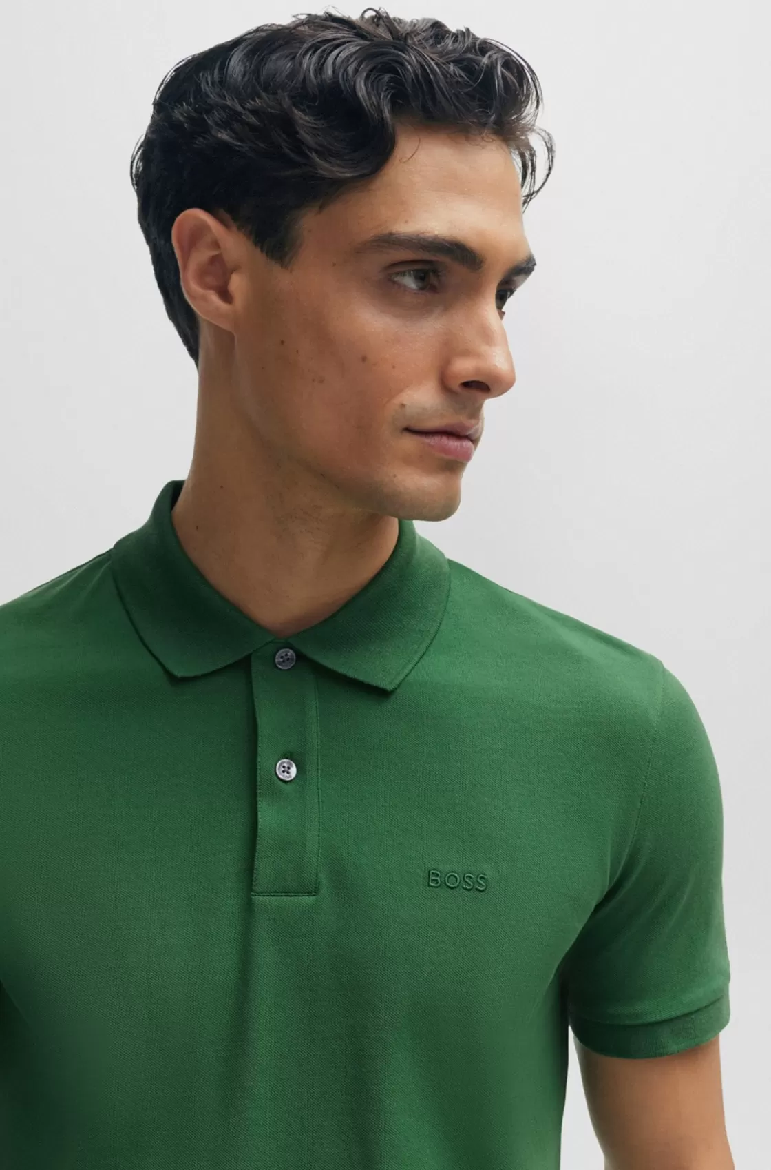 HUGO BOSS Pallas Cotton Polo Shirt With Embroidered Logo Light Green Hot