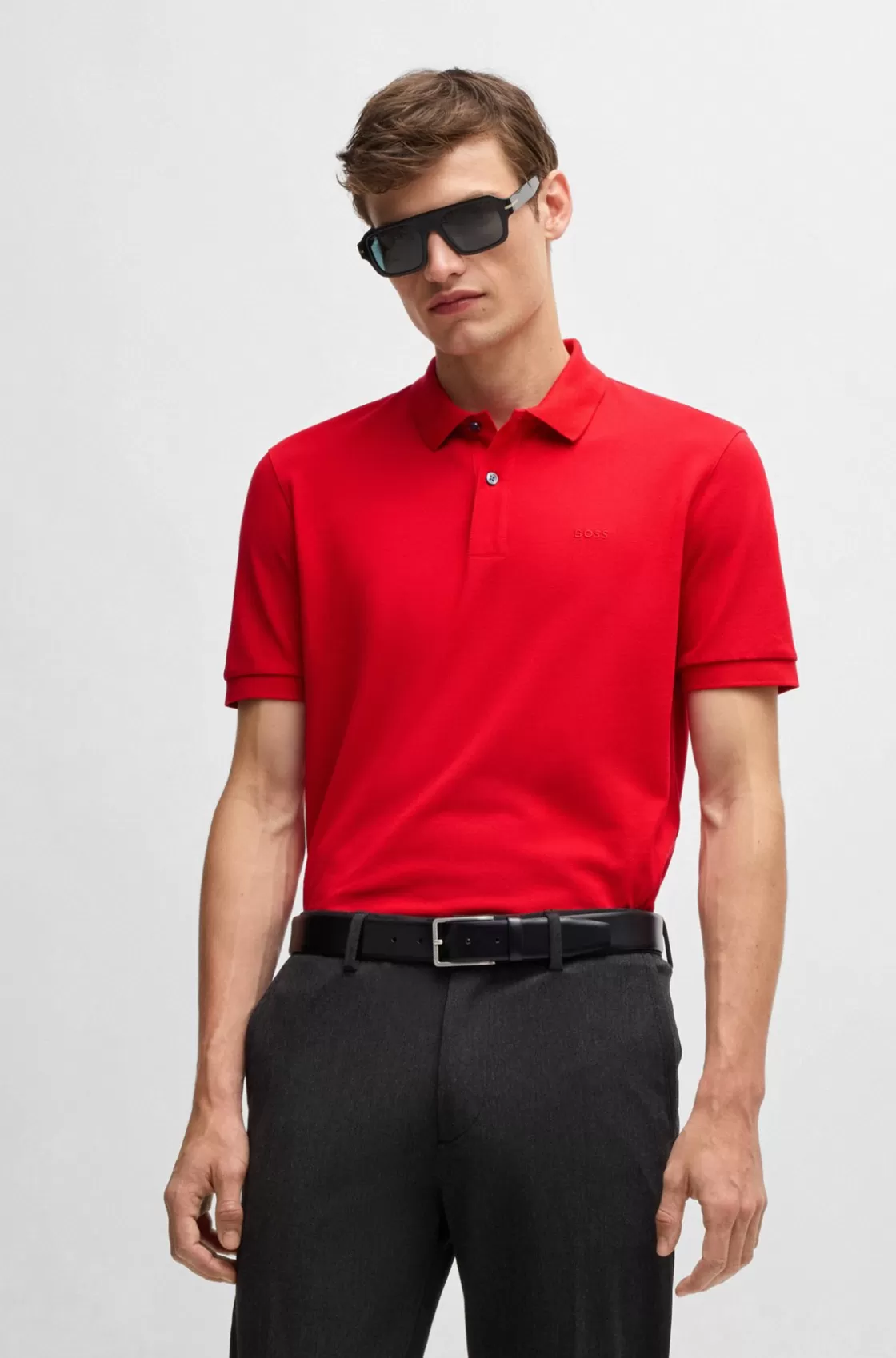 HUGO BOSS Pallas Regular-fit Polo Shirt In Cotton With Embroide Logo Red Best