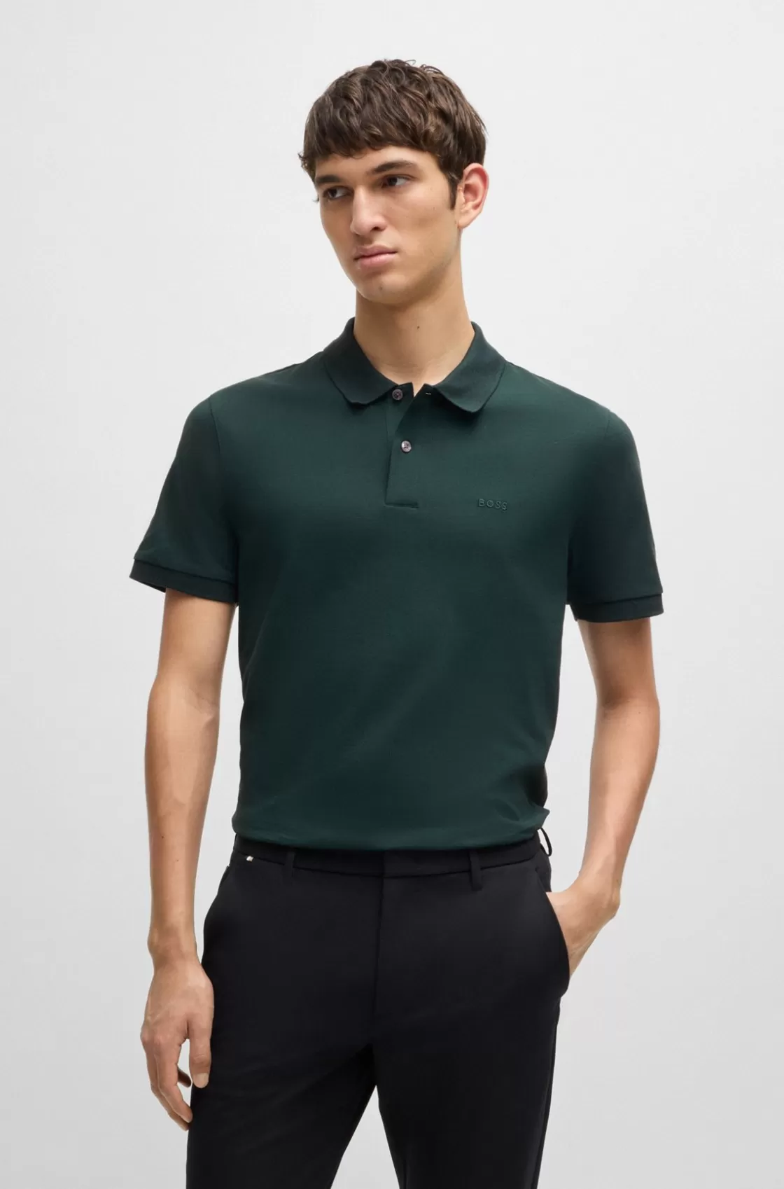 HUGO BOSS Pallas Regular-fit Polo Shirt In Cotton With Embroidered Logo Light Green Outlet