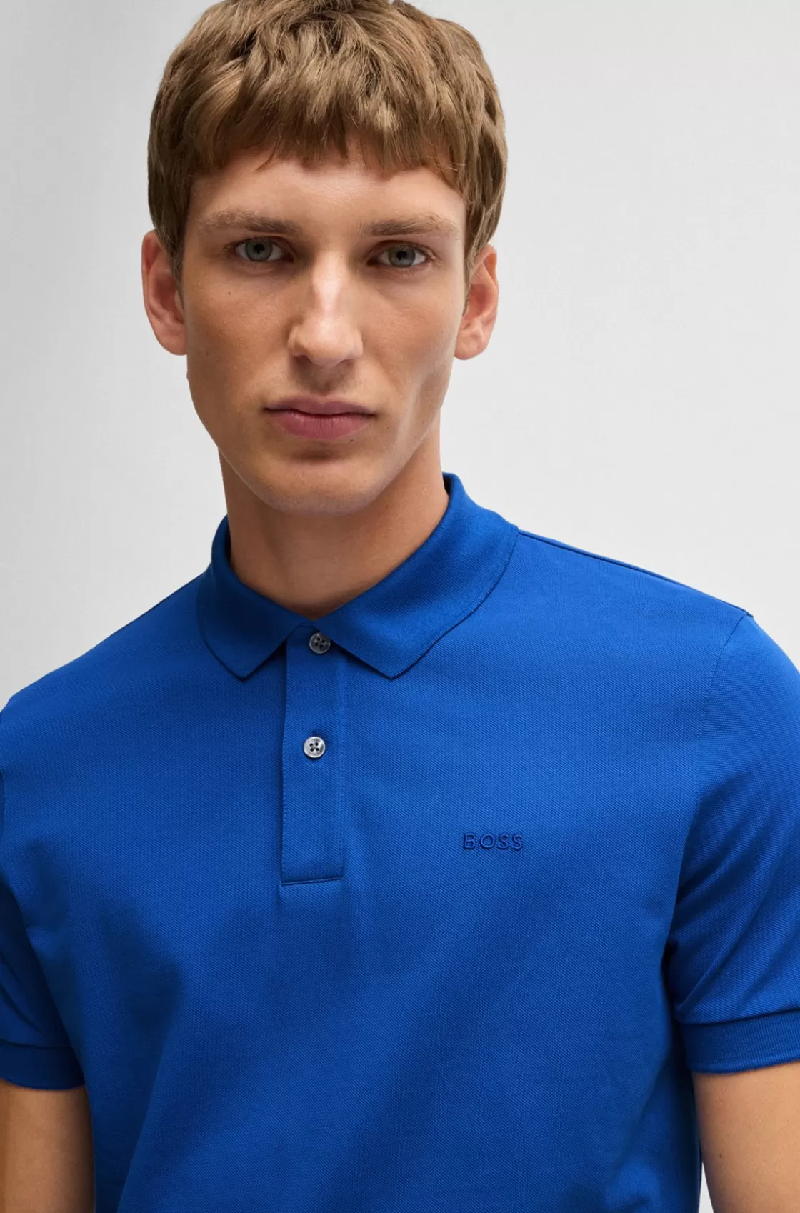 HUGO BOSS Pallas Regular-fit Polo Shirt In Cotton With Embroidered Logo Blue Hot