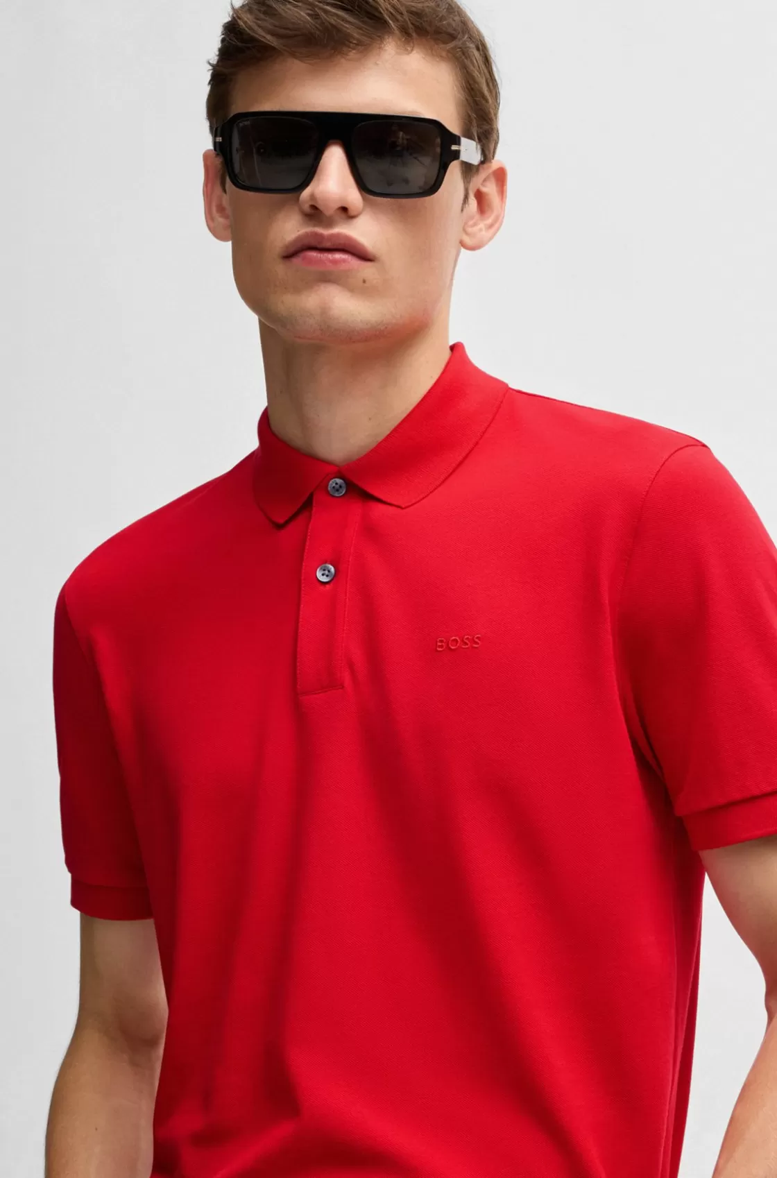 HUGO BOSS Pallas Regular-fit Polo Shirt In Cotton With Embroide Logo Red Best