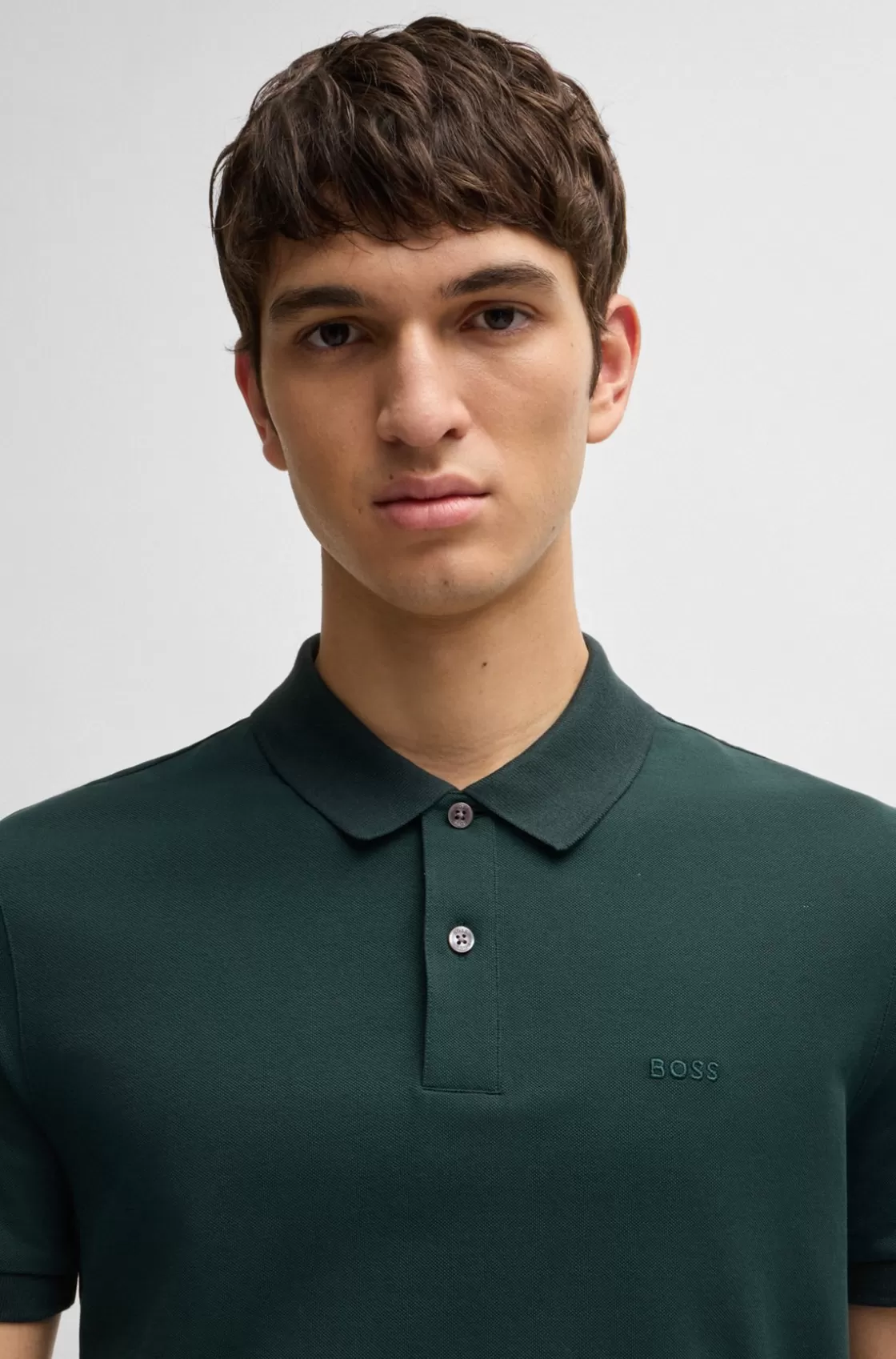 HUGO BOSS Pallas Regular-fit Polo Shirt In Cotton With Embroidered Logo Light Green Outlet