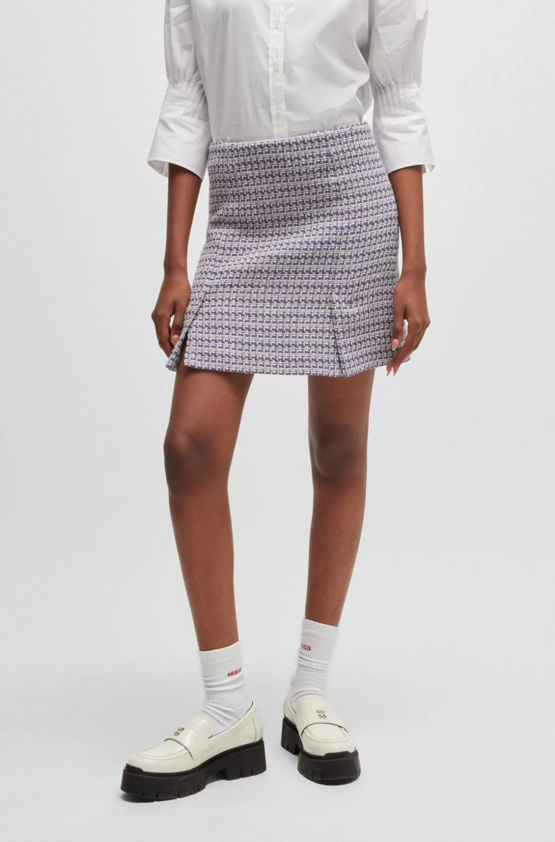 HUGO BOSS Mini Skirt In A Cotton Blend Patterned Store