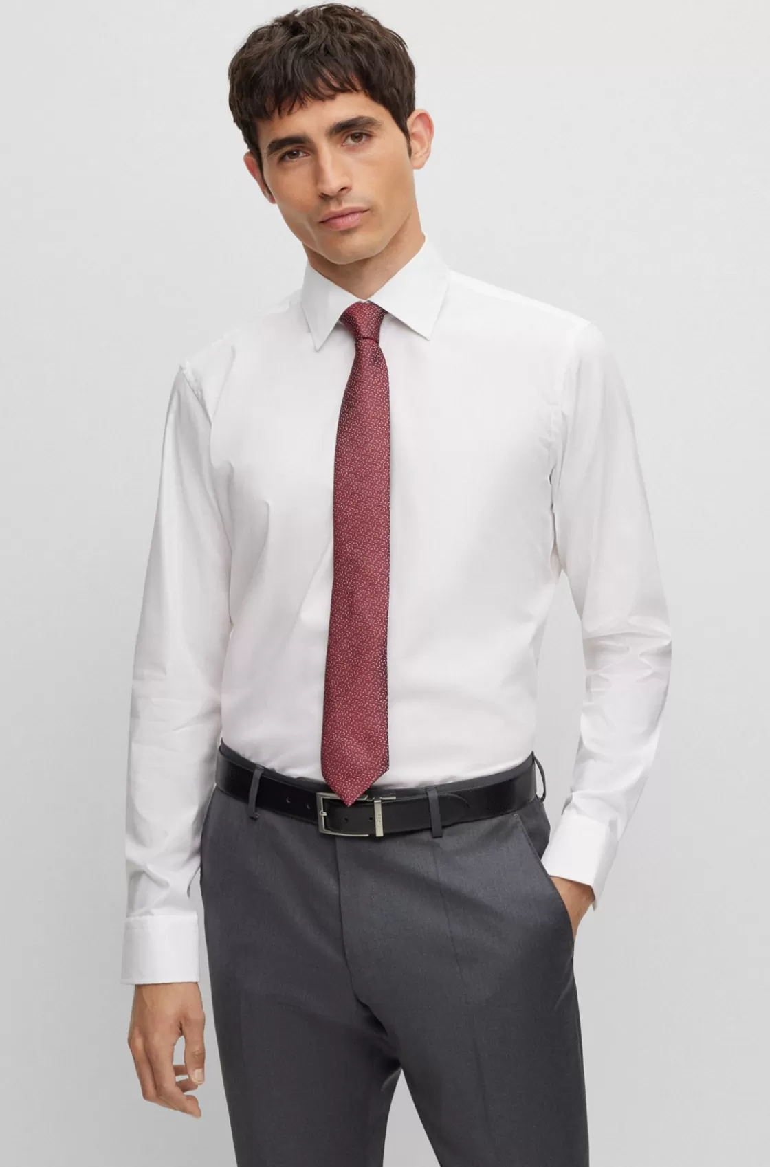 HUGO BOSS Patterned Tie In Pure Silk Red Best Sale
