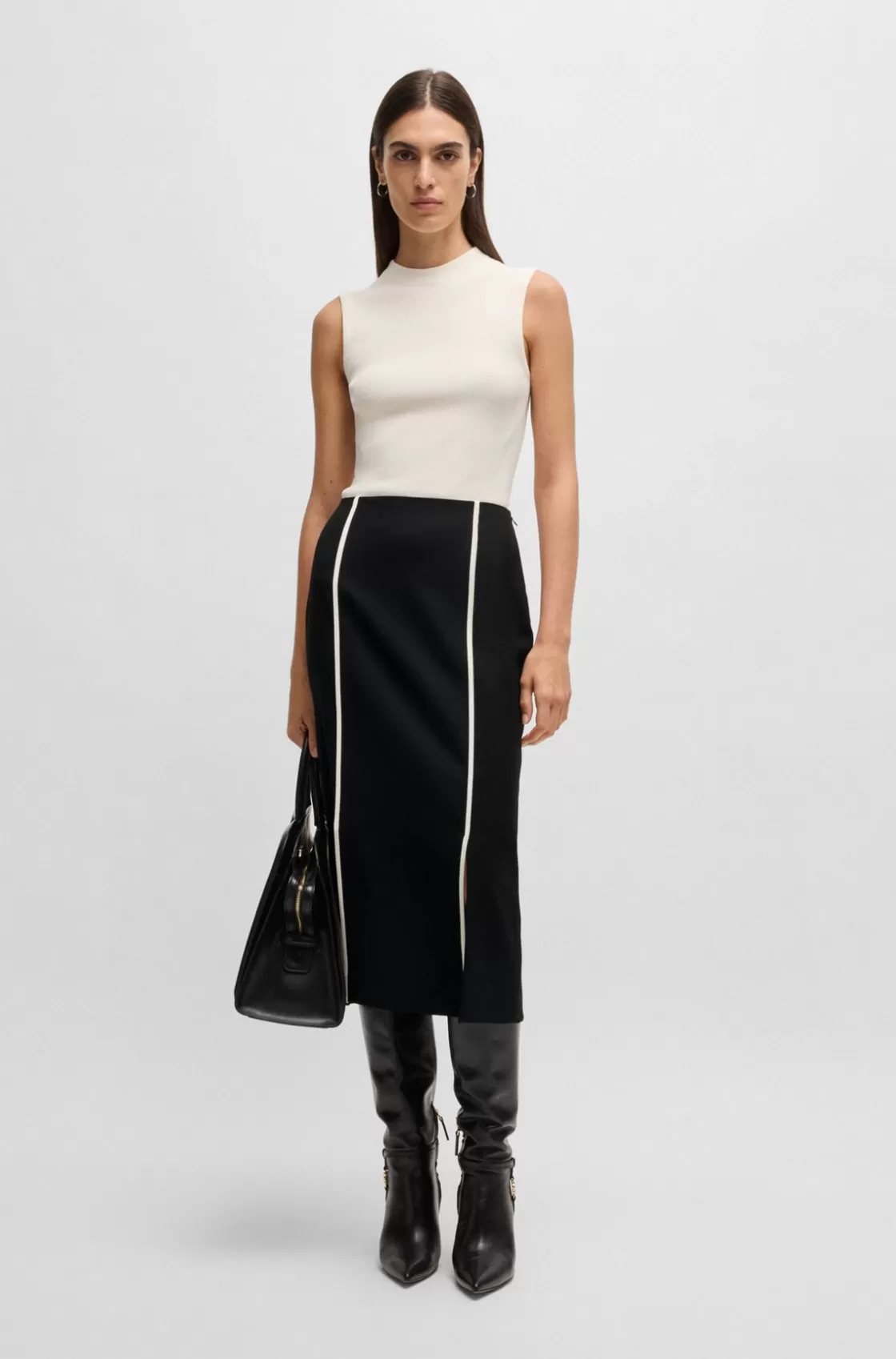 HUGO BOSS Pencil Skirt With Contrast Stripes Black Hot