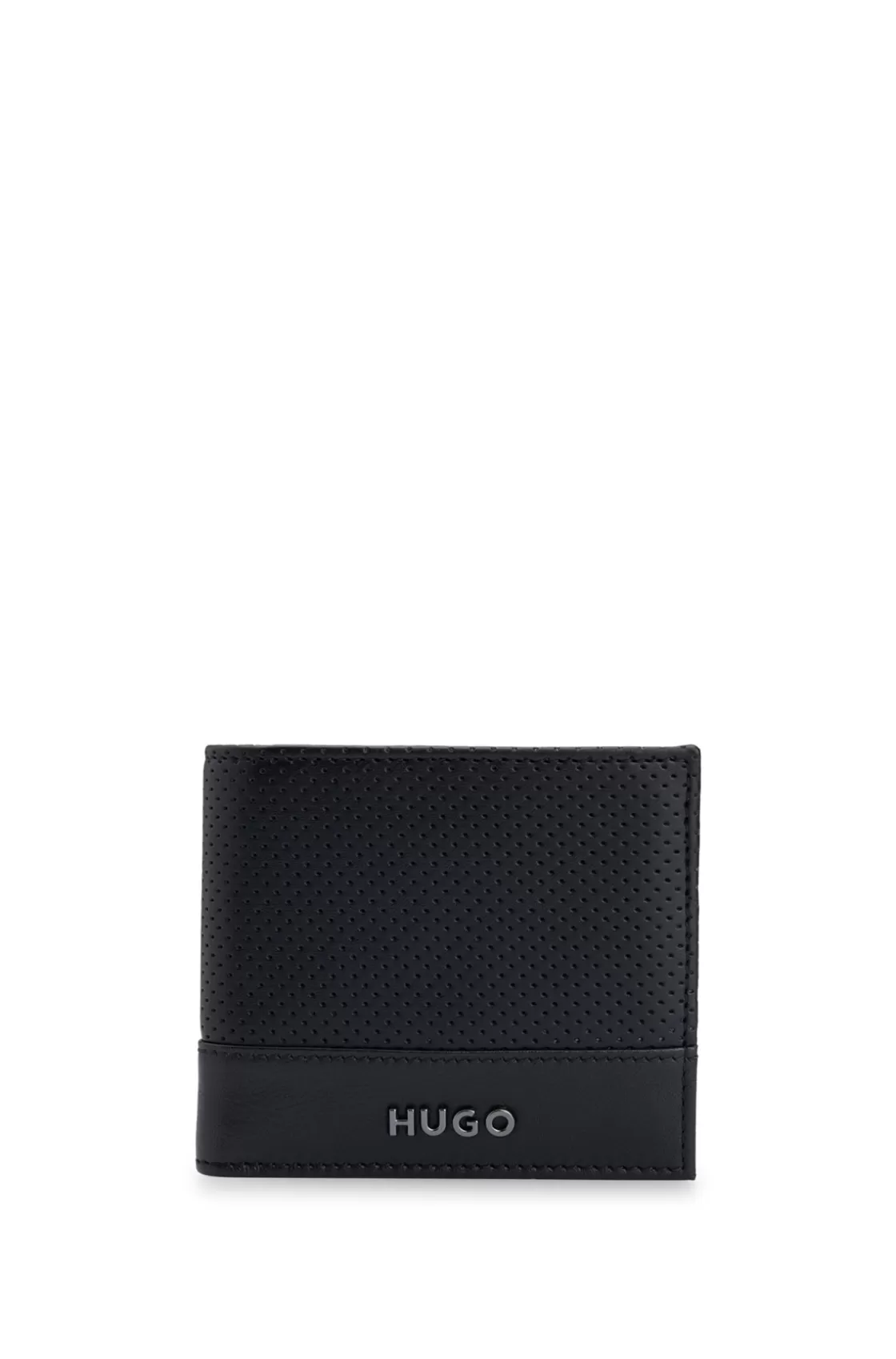 HUGO BOSS Perforated-leather Wallet With Logo Hardware Black Best Sale