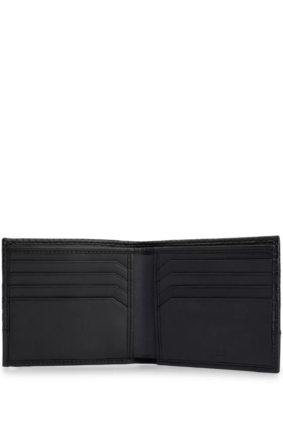 HUGO BOSS Perforated-leather Wallet With Logo Hardware Black Best Sale