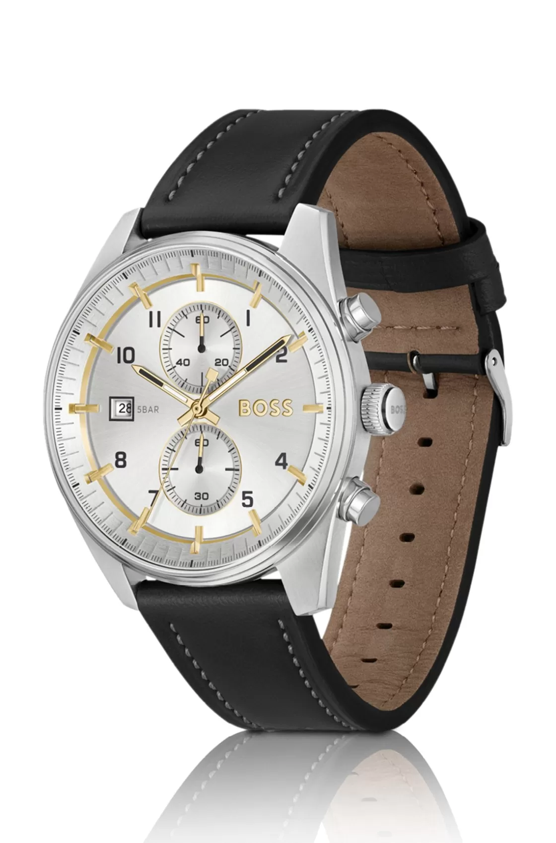 HUGO BOSS Pilot-inspired Chronograph Watch With Black Leather Strap Assorted-Pre-Pack Shop