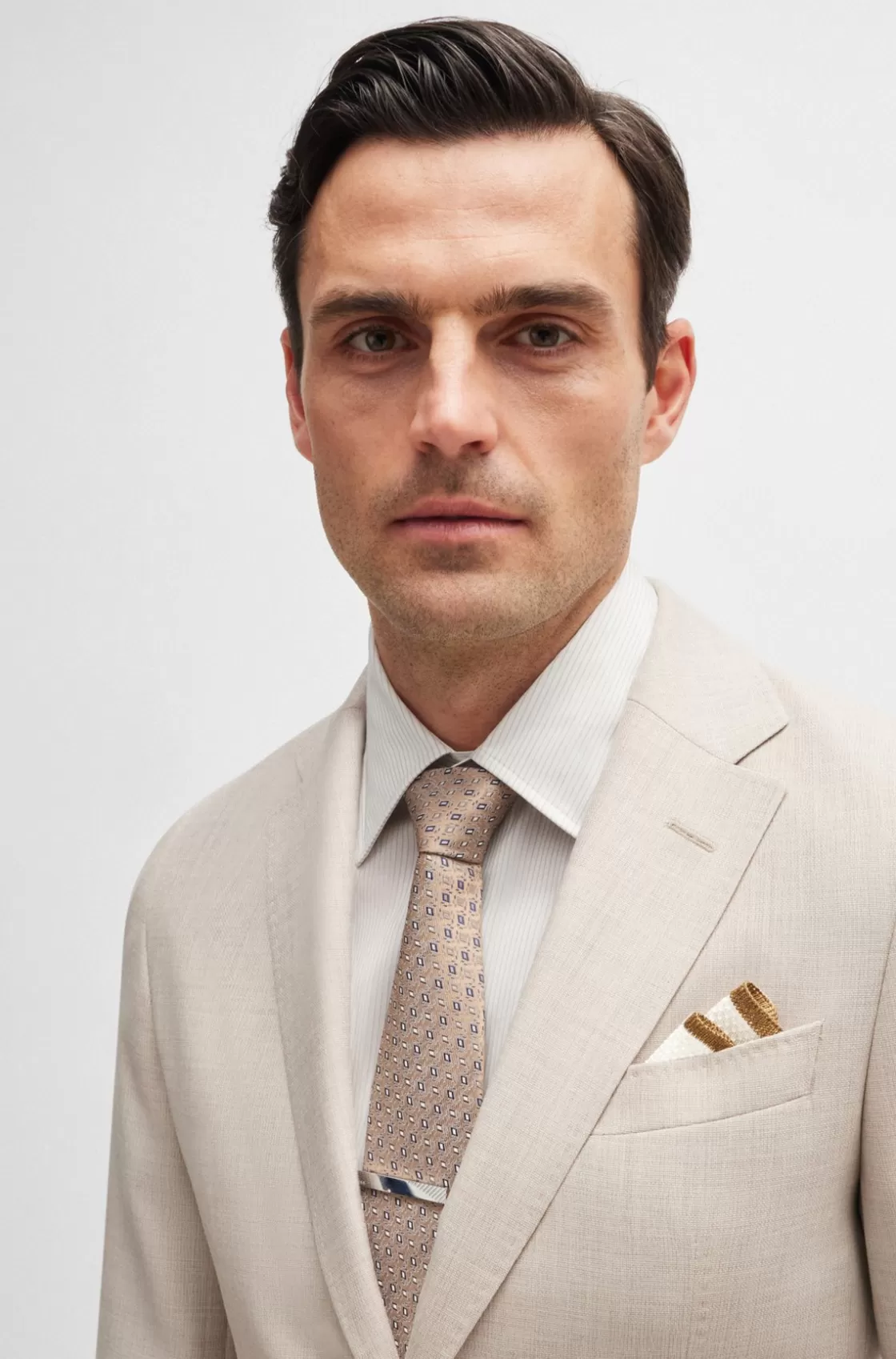 HUGO BOSS Piqué-woven Pocket Square In Pure Silk Light Yellow Best Sale