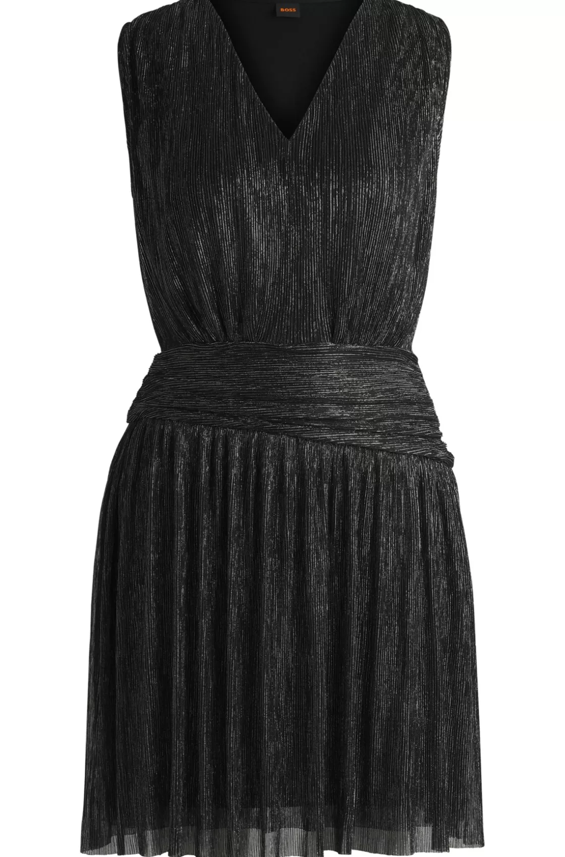 HUGO BOSS Plissé Pleat Wrap-front Dress With Ruffle Hem Black Cheap