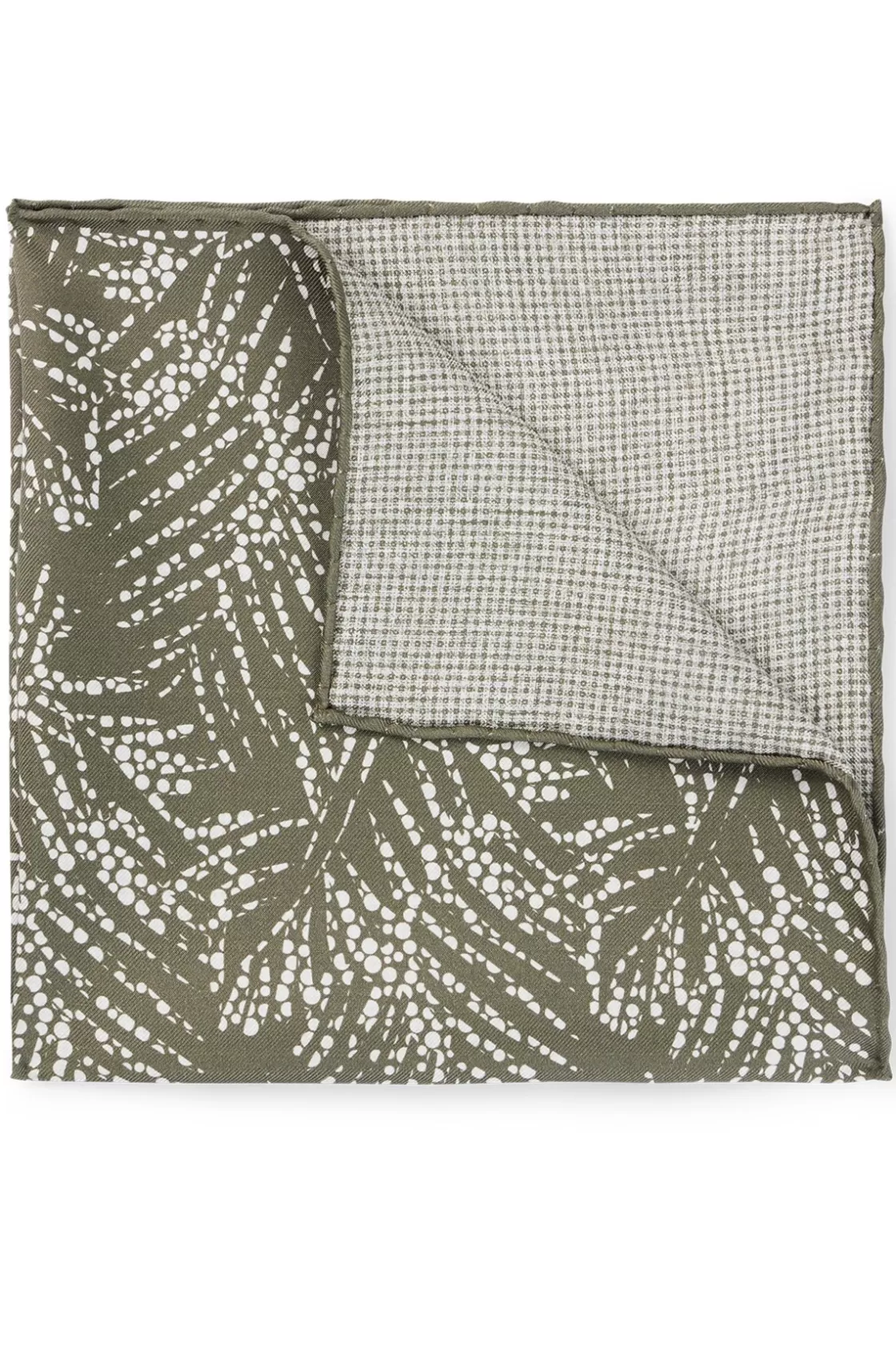 HUGO BOSS Pocket Square In Pure Silk With Digital Print Light Green Hot