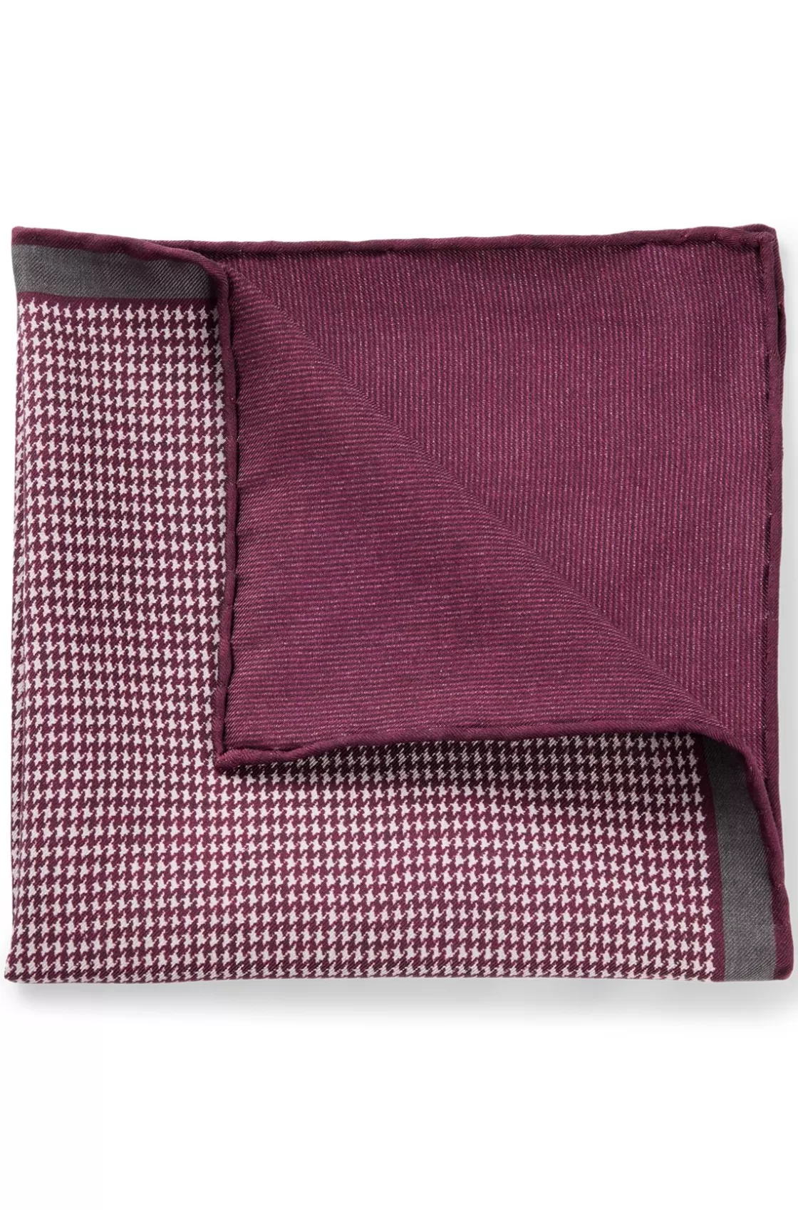 HUGO BOSS Pocket Square In Pure Silk With Double Print Dark Purple Discount